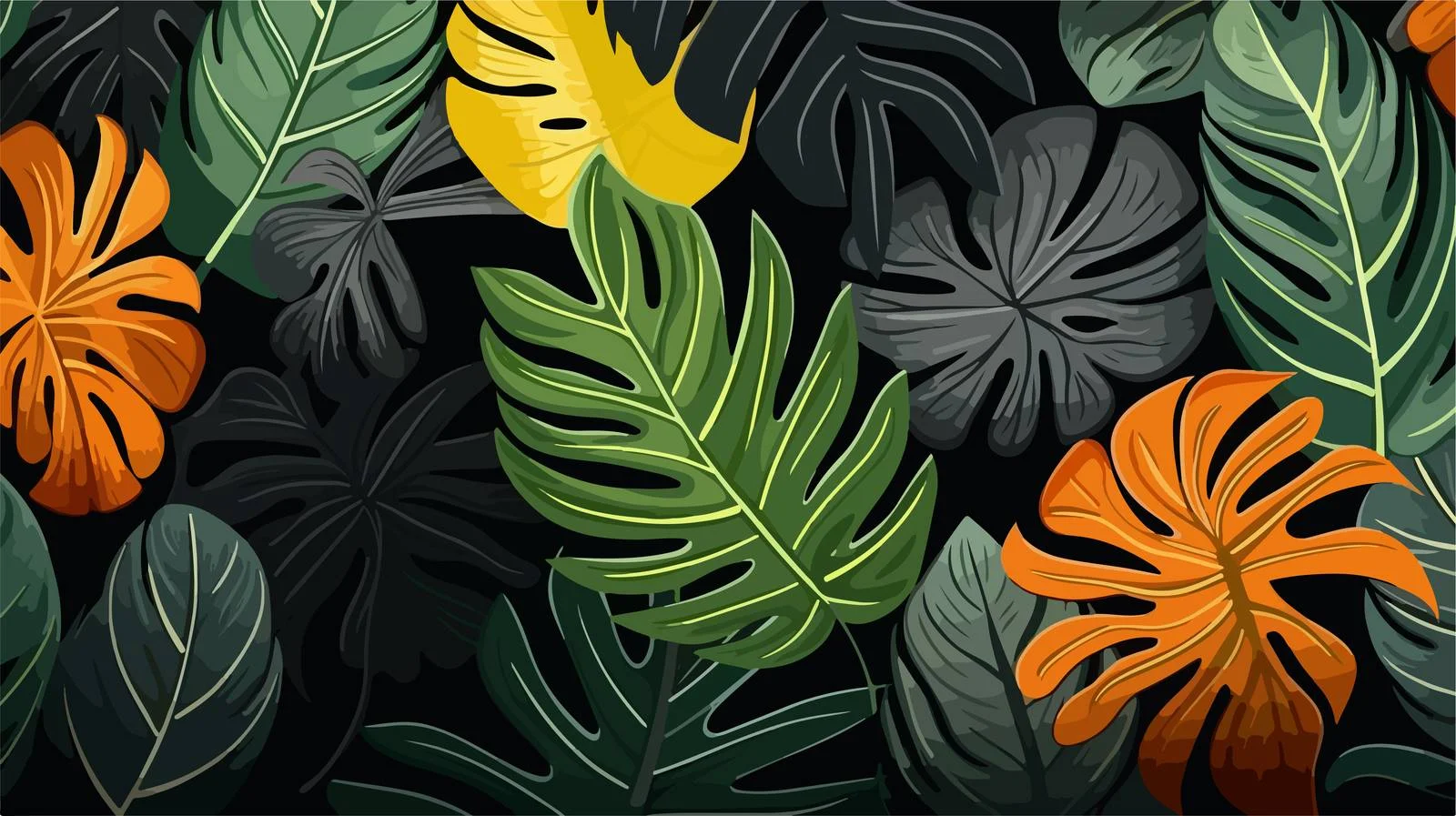 Tropical Leaves Black Seamless Pattern — free download from Dotvec