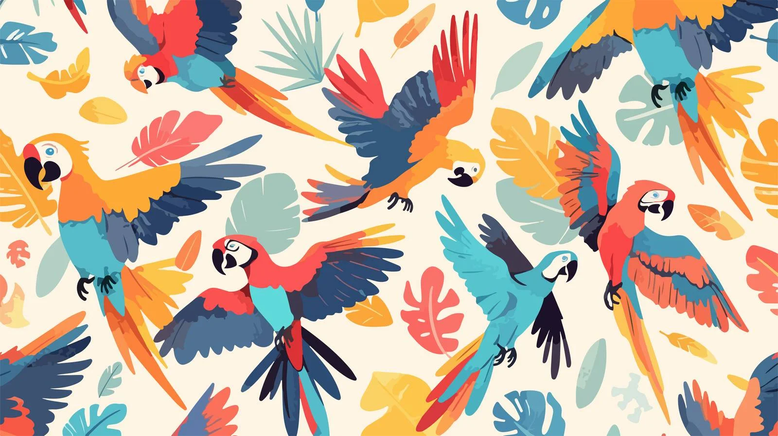 Tropical Parrots Flight Seamless Pattern — free download from Dotvec