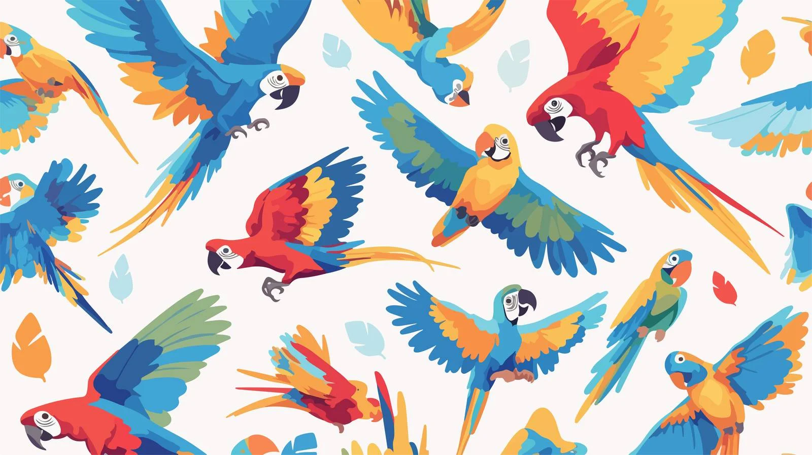 Tropical Parrots Soaring on White Background — free download from Dotvec