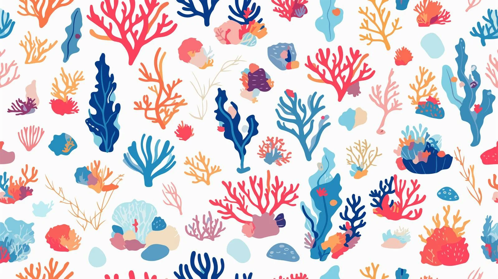 Marine Life Seamless Pattern with Corals — free download from Dotvec