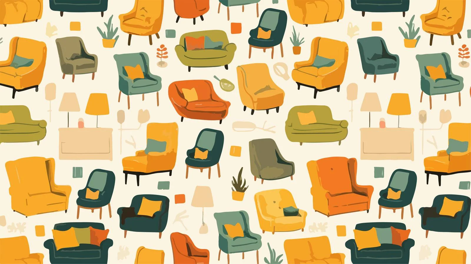 Cozy Furniture Seamless Pattern Design — free download from Dotvec
