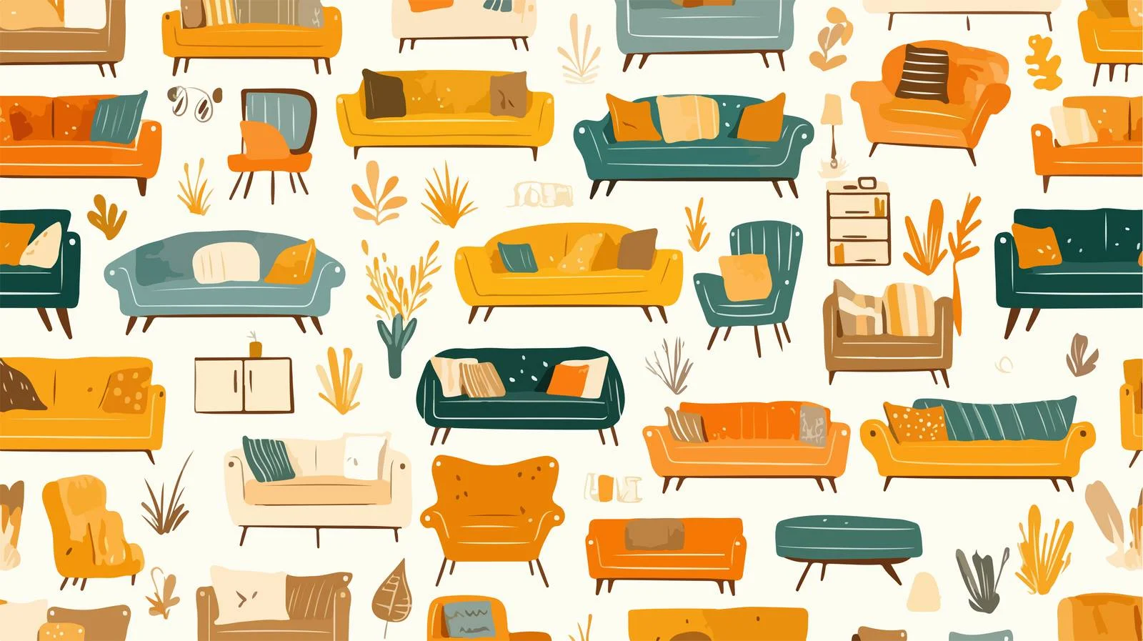 Cozy Furniture Seamless Pattern Design — free download from Dotvec
