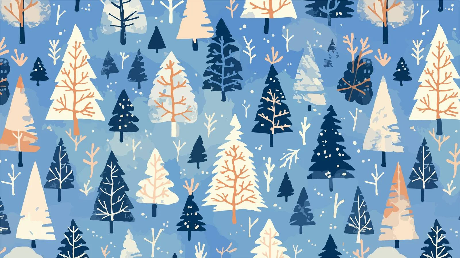 Hand-Drawn Winter Trees Seamless Pattern — free download from Dotvec