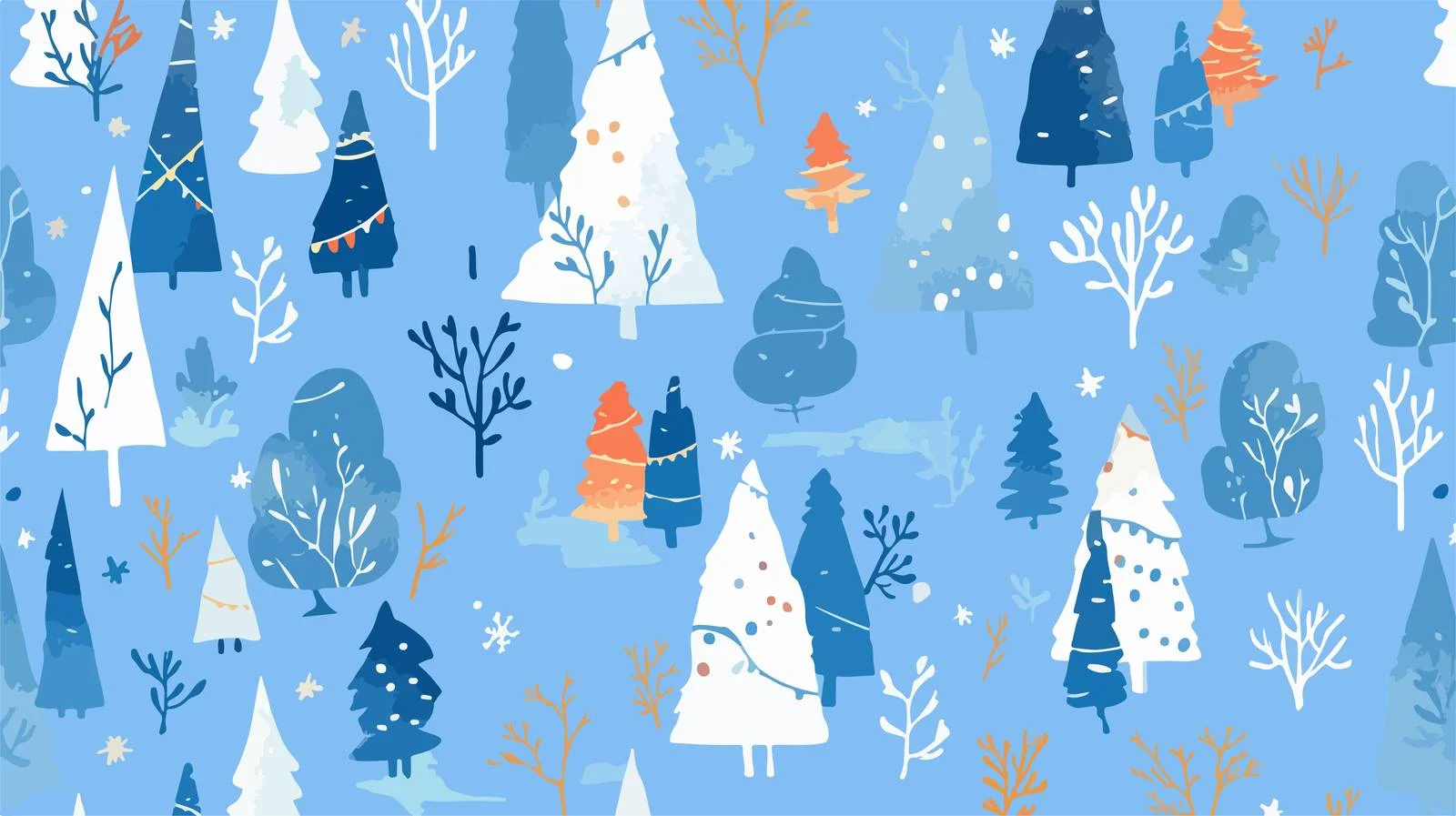 Winter Trees Hand-Drawn Seamless Pattern — free download from Dotvec