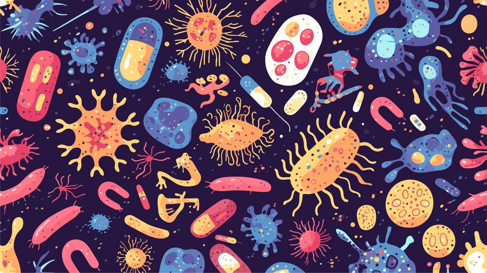 Microorganism Variety Seamless Pattern Isolated Design — free download from Dotvec