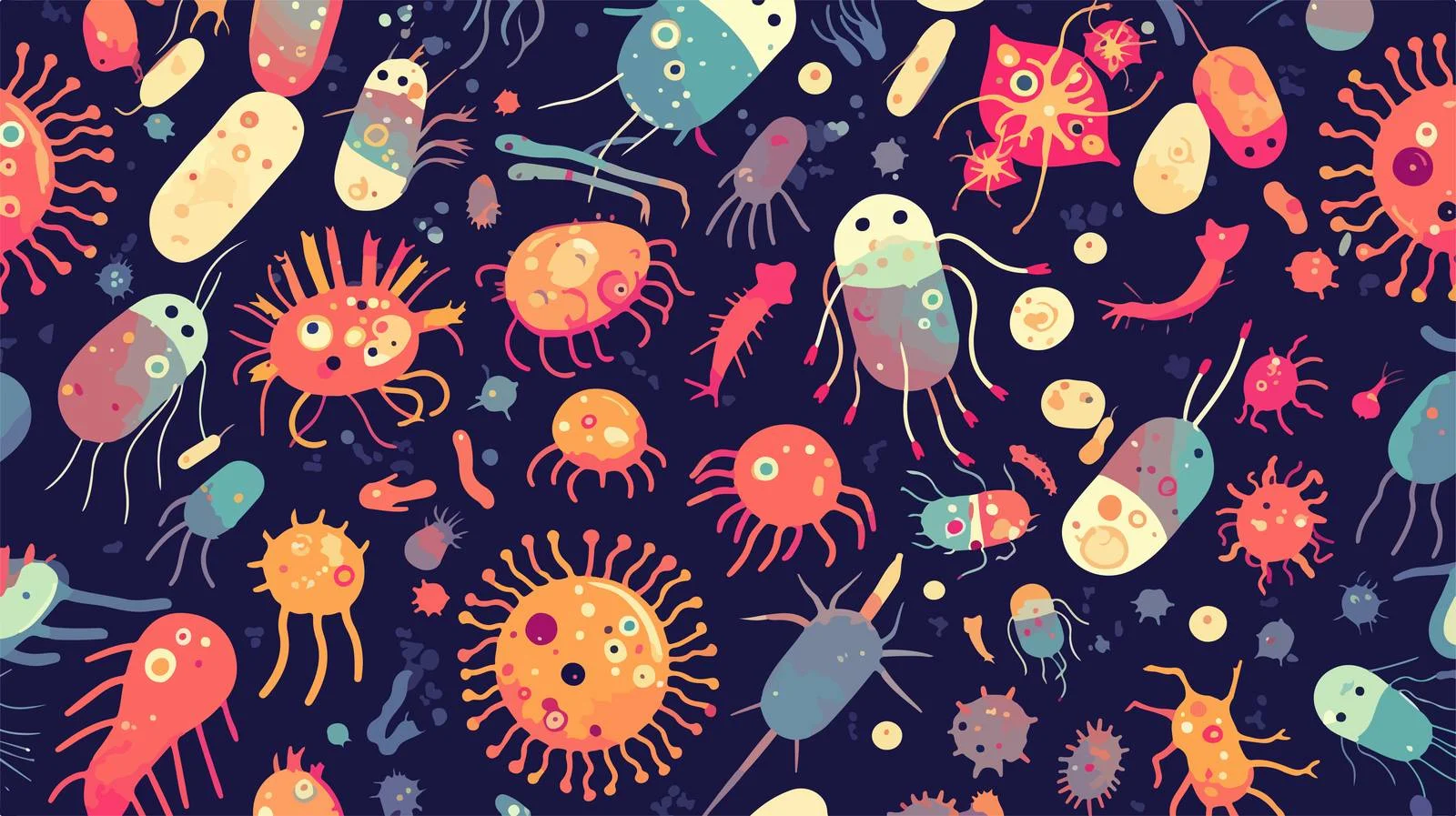 Diverse Microorganisms Seamless Pattern Isolated Design — free download from Dotvec