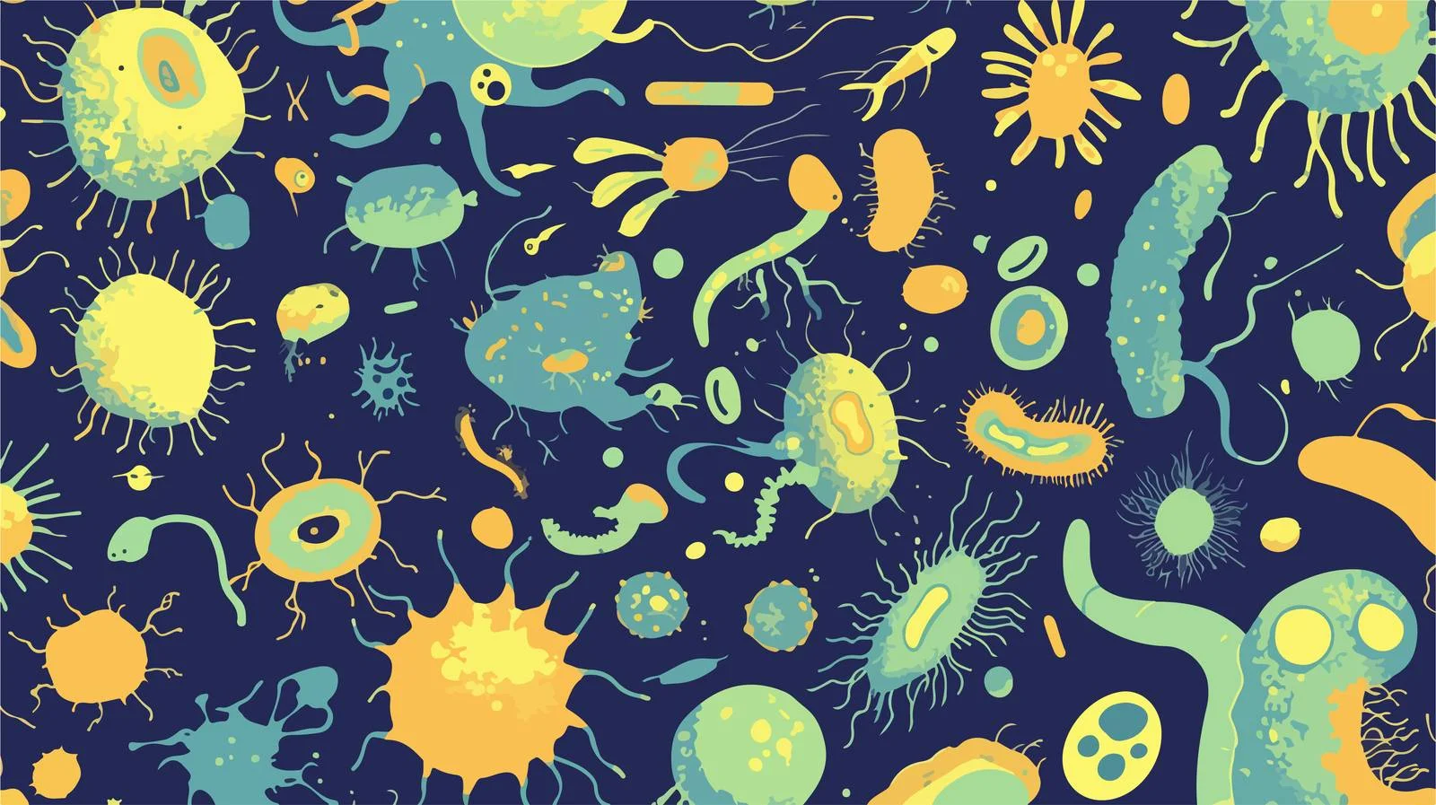 Microorganism Variety Seamless Pattern Isolated Design — free download from Dotvec