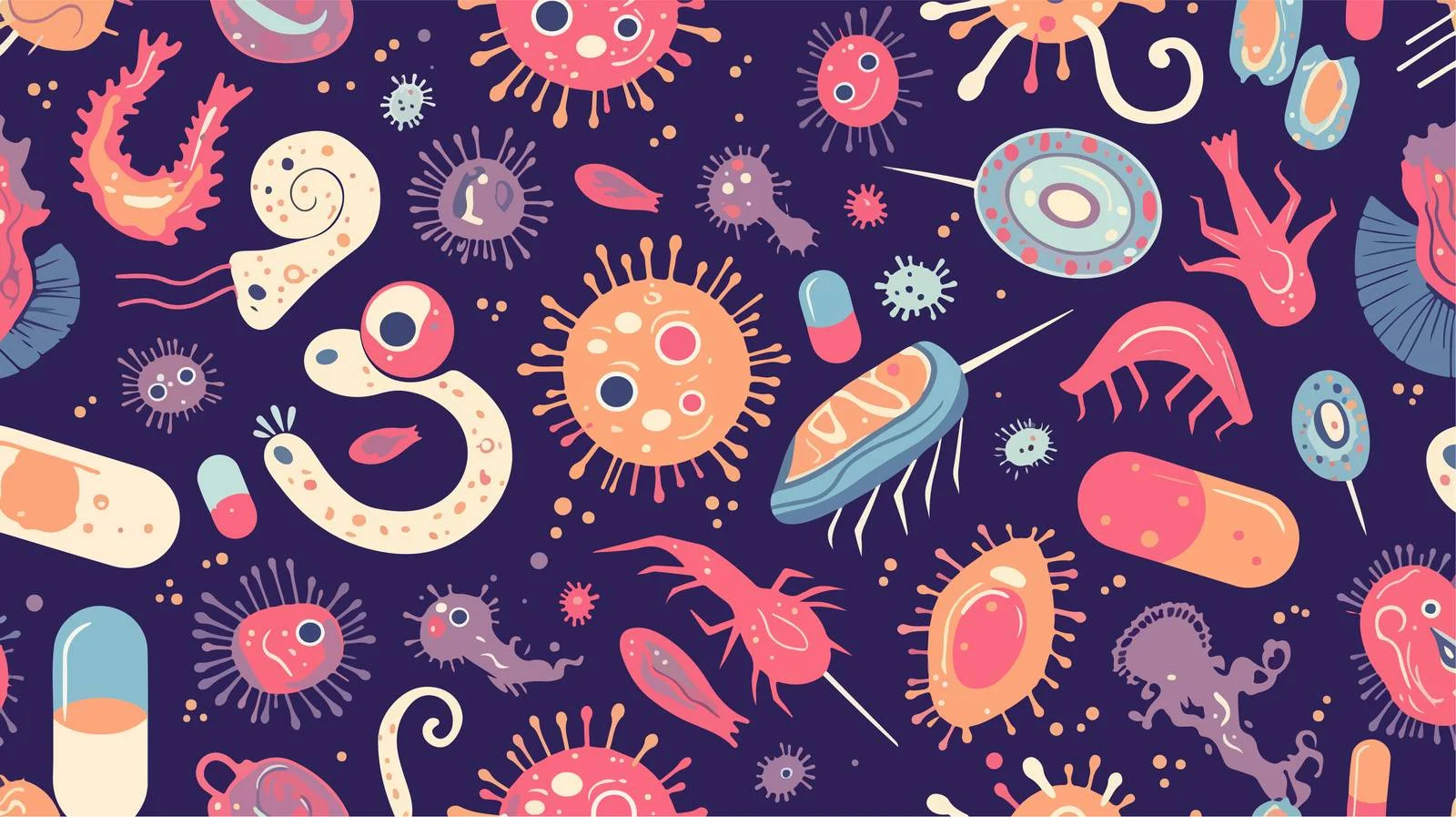 Microorganism-themed Seamless Pattern Isolated — free download from Dotvec