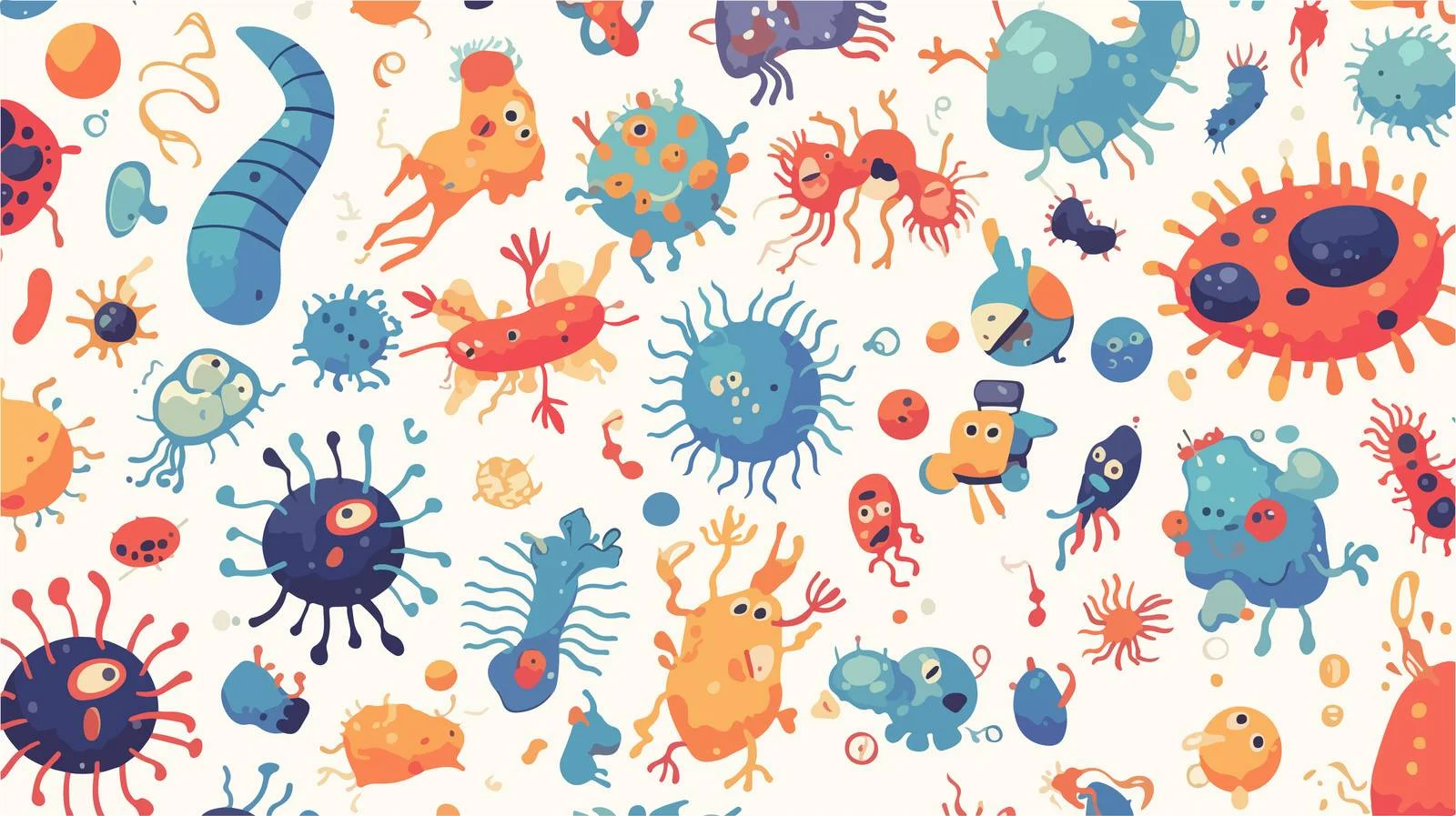 Microscopic Organisms Seamless Pattern on White Background — free download from Dotvec
