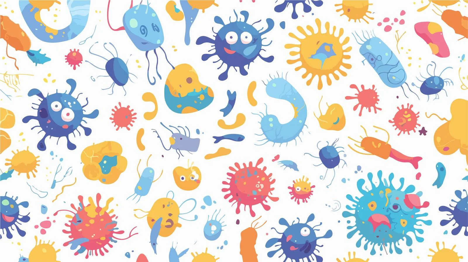 Microbial Diversity Seamless Pattern on White — free download from Dotvec