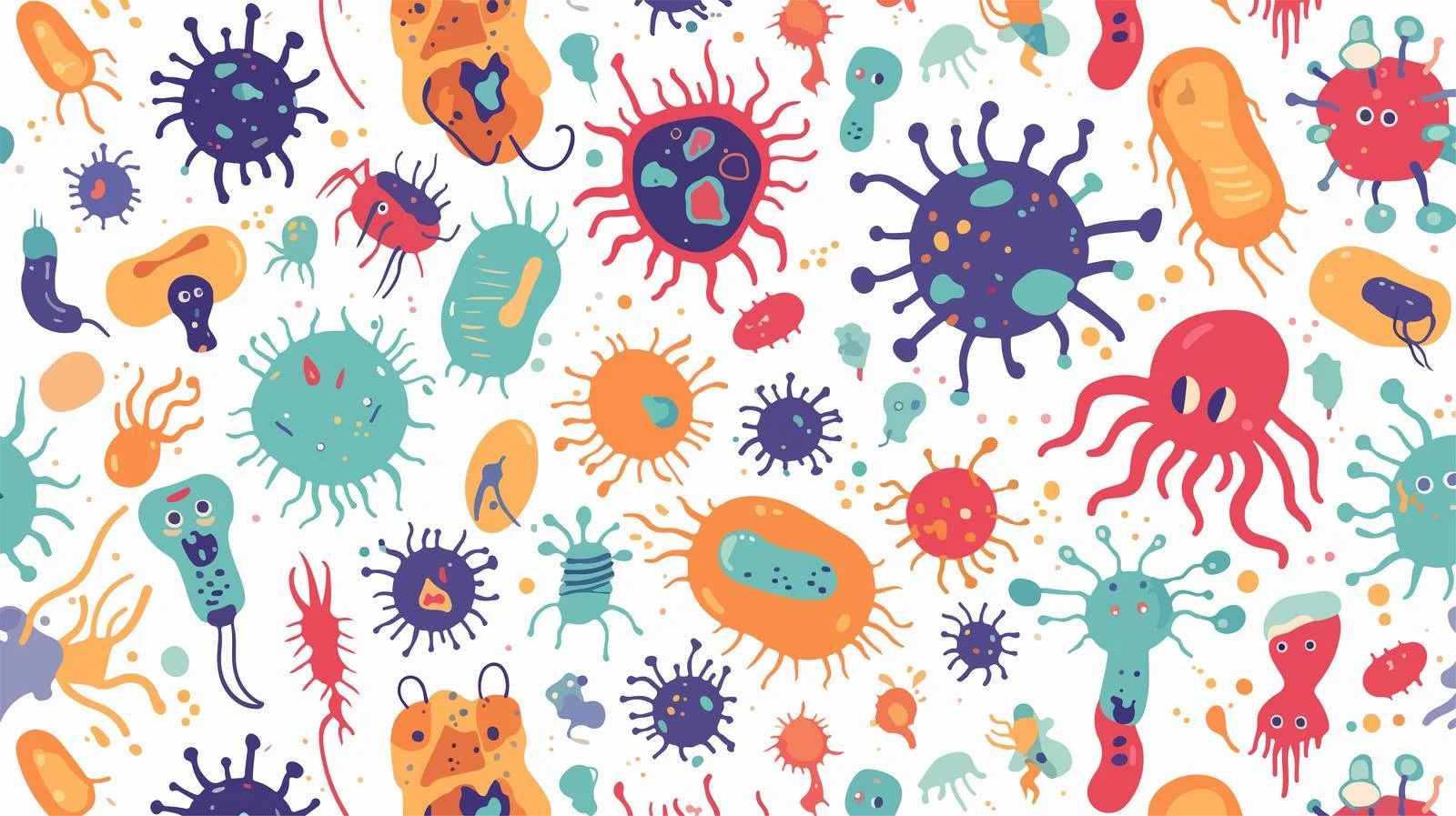 Microorganism Infused Seamless Pattern on White — free download from Dotvec