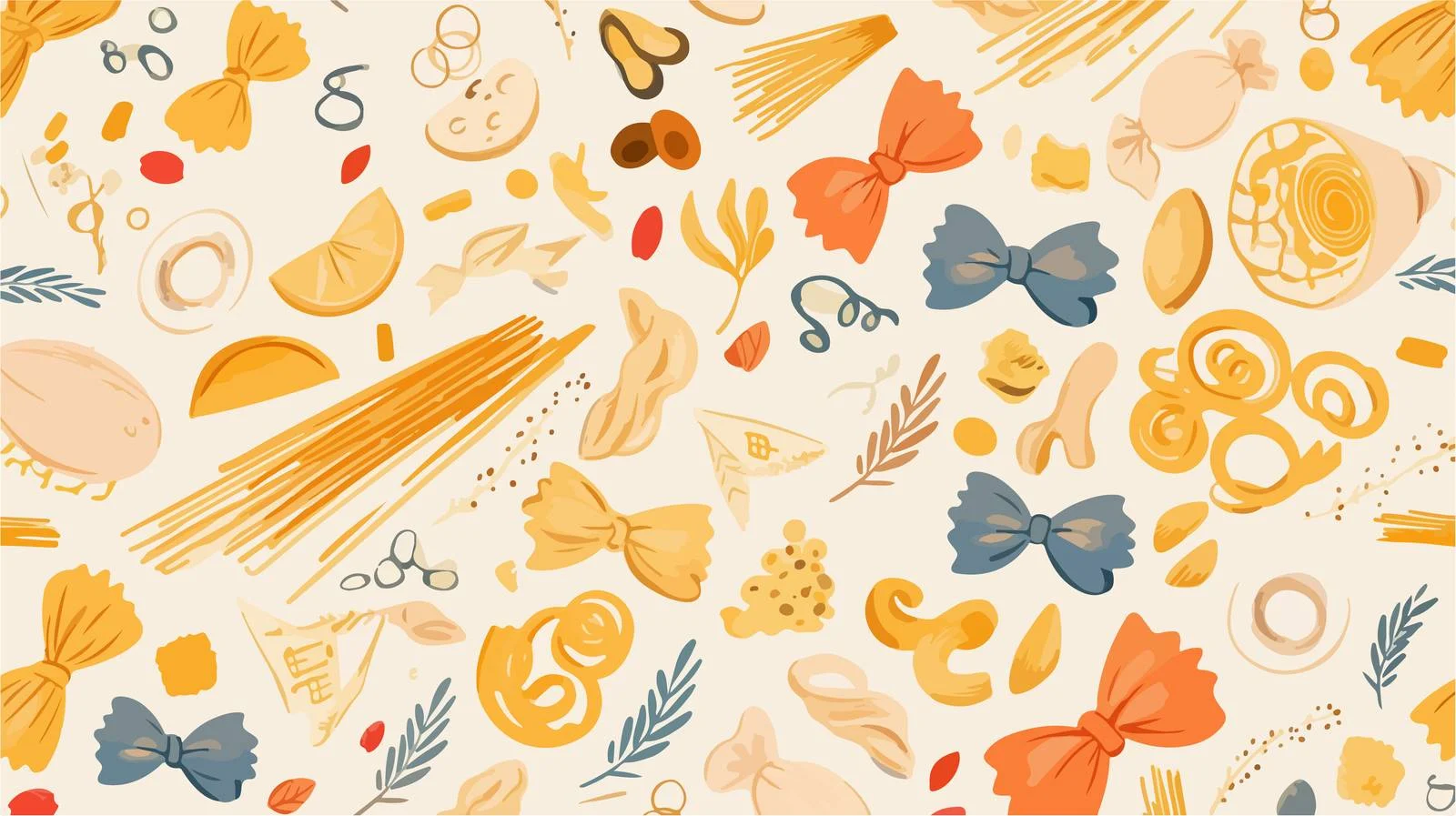 Assorted raw pasta seamless pattern design — free download from Dotvec