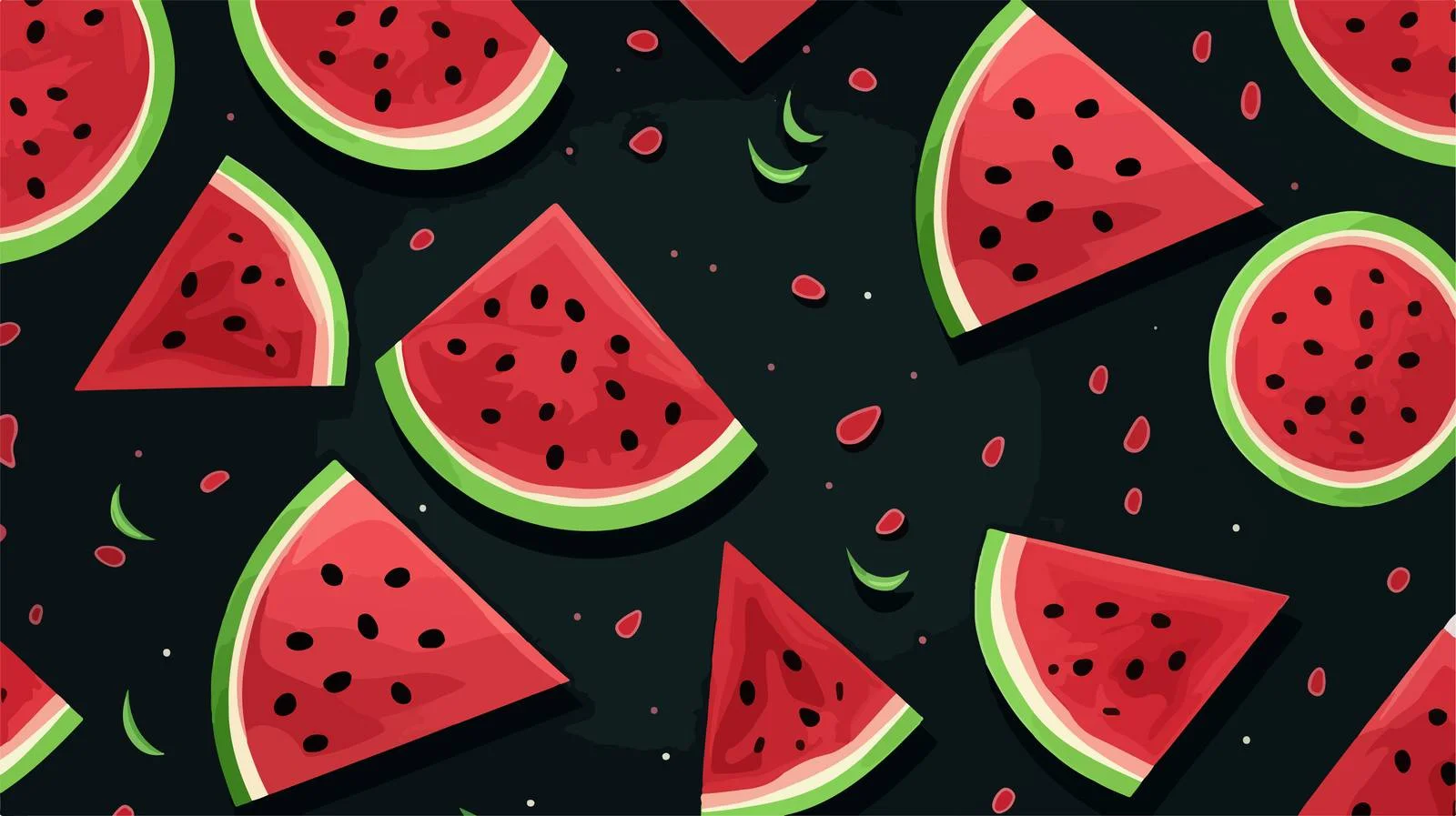 Watermelon Slice Pattern on Black Background — free download from Dotvec
