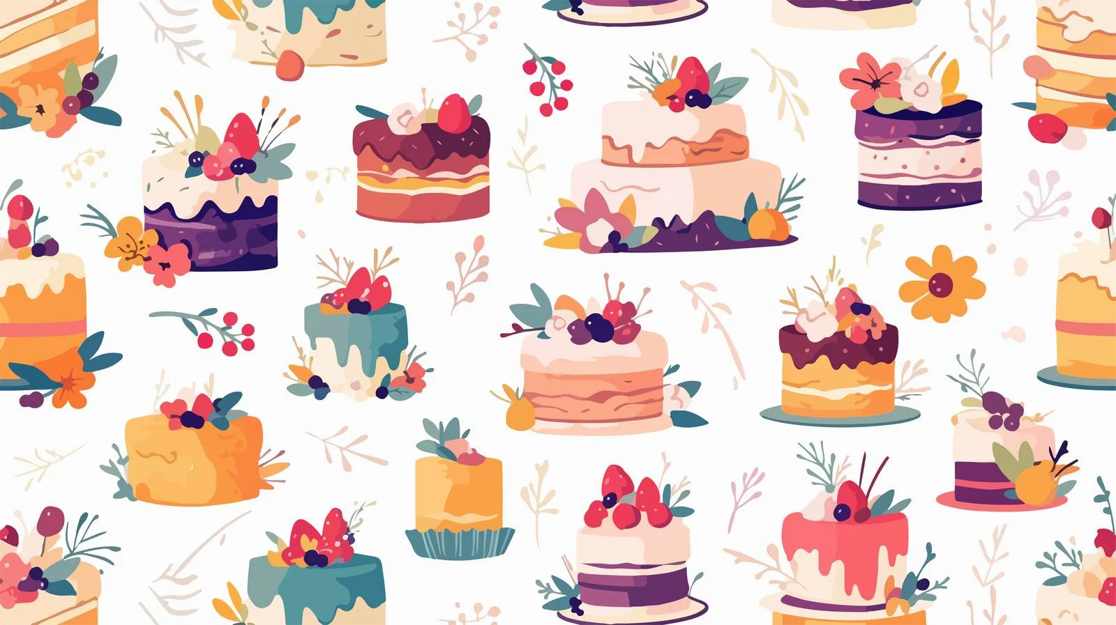 Elegant Wedding and Birthday Cakes Pattern — free download from Dotvec
