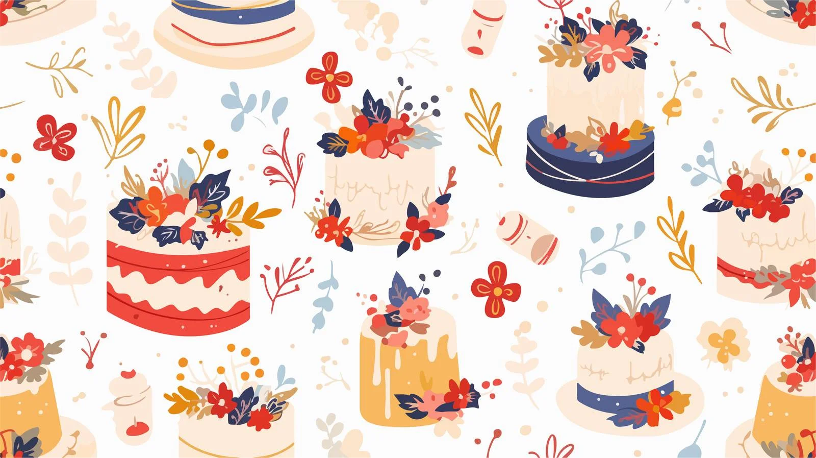 Elegant Wedding and Birthday Cakes Pattern — free download from Dotvec