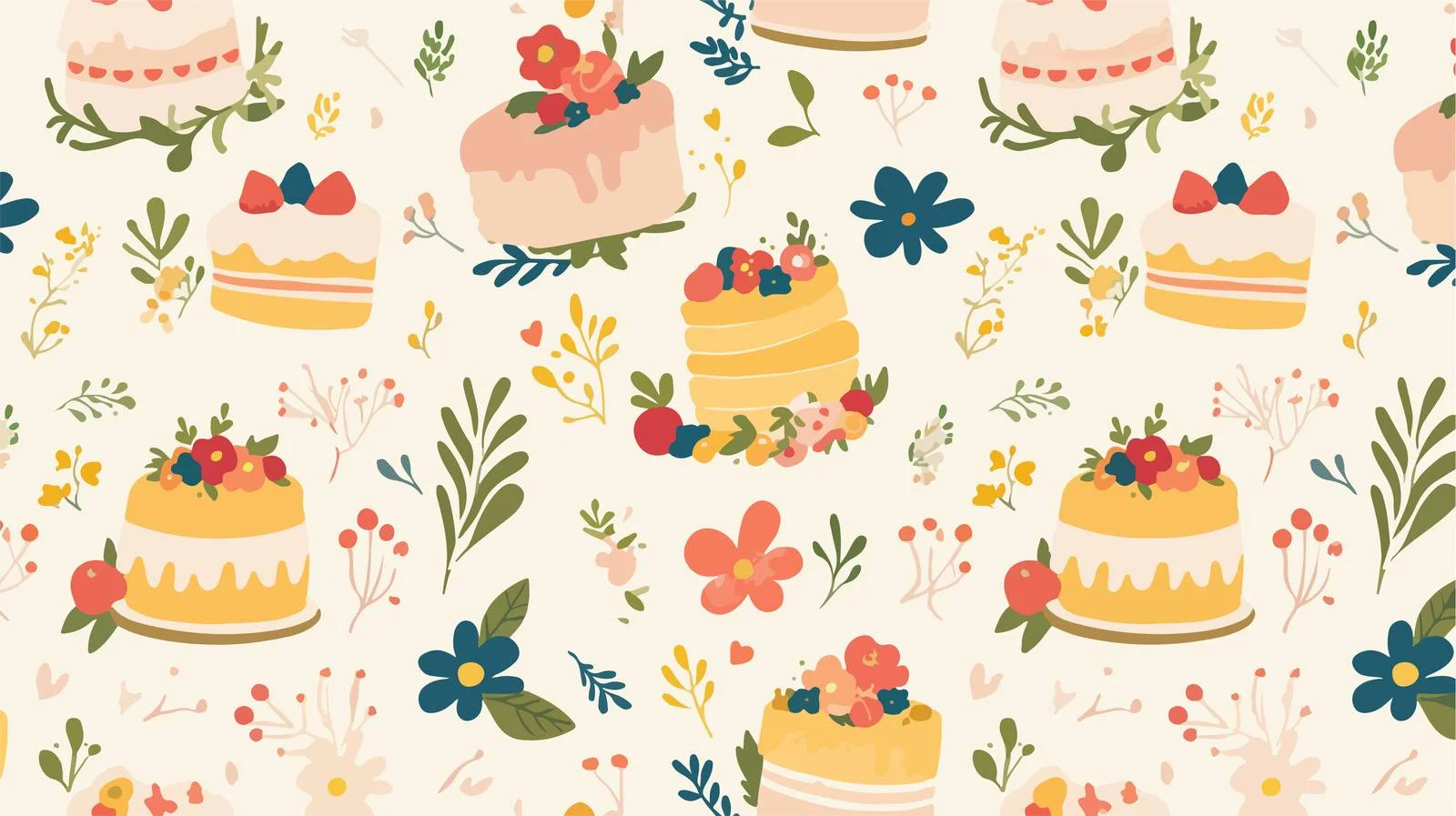 Elegant Wedding and Birthday Cakes Pattern — free download from Dotvec