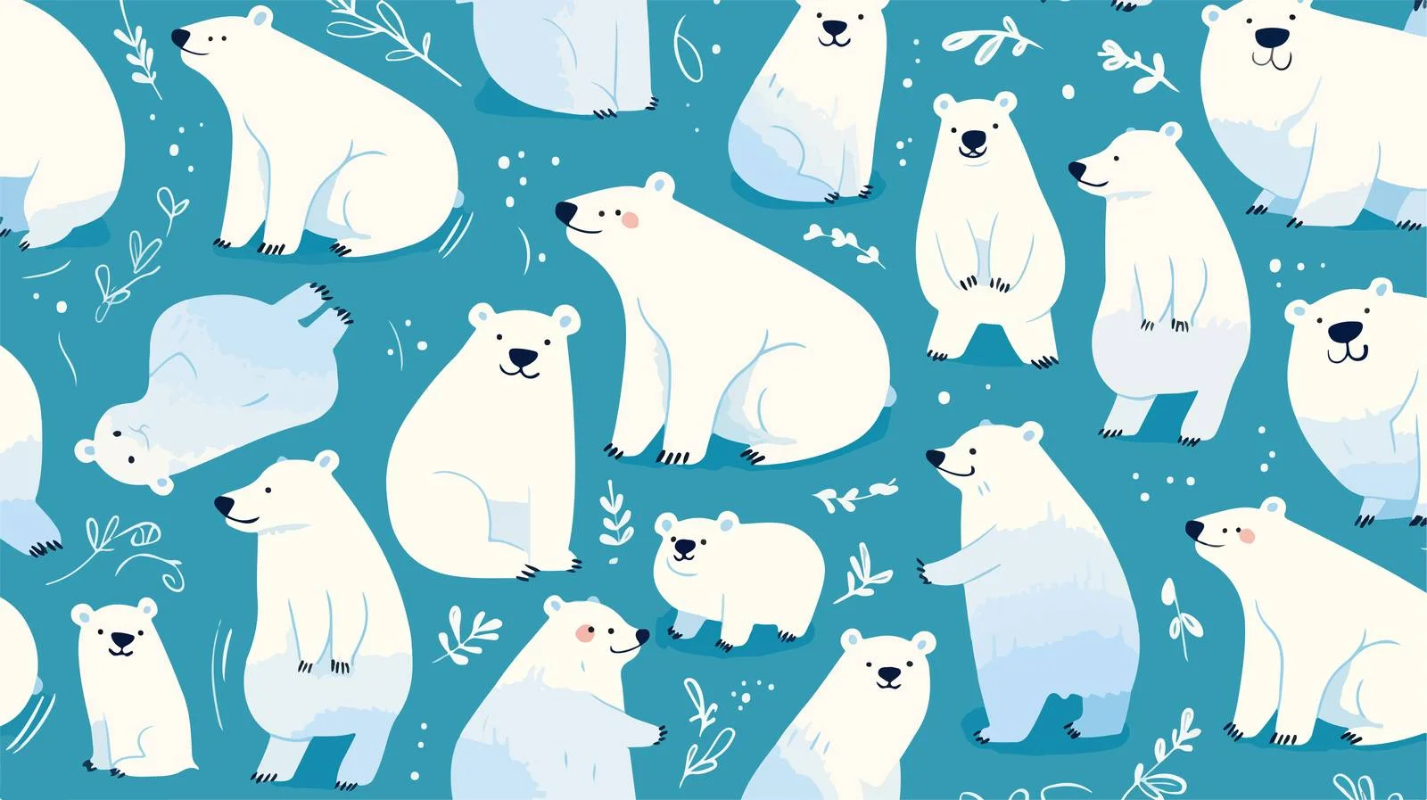 Hand-Drawn White Polar Bear Pattern — free download from Dotvec