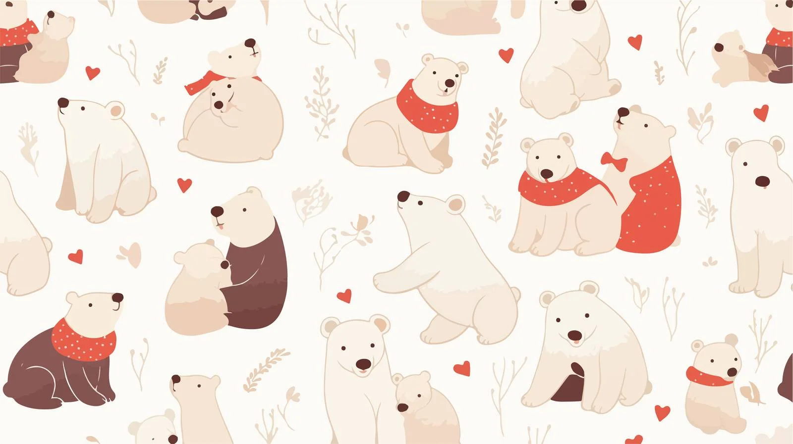 Hand-drawn White Polar Bears Seamless Pattern – free polar bears image from Dotvec