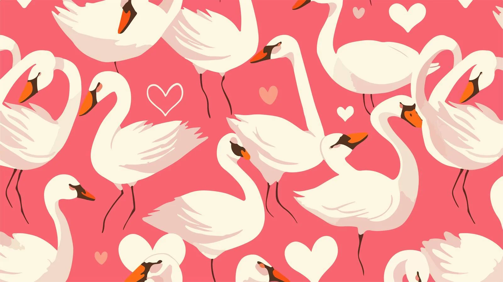 Elegant White Swan Couples Seamless Pattern — free download from Dotvec