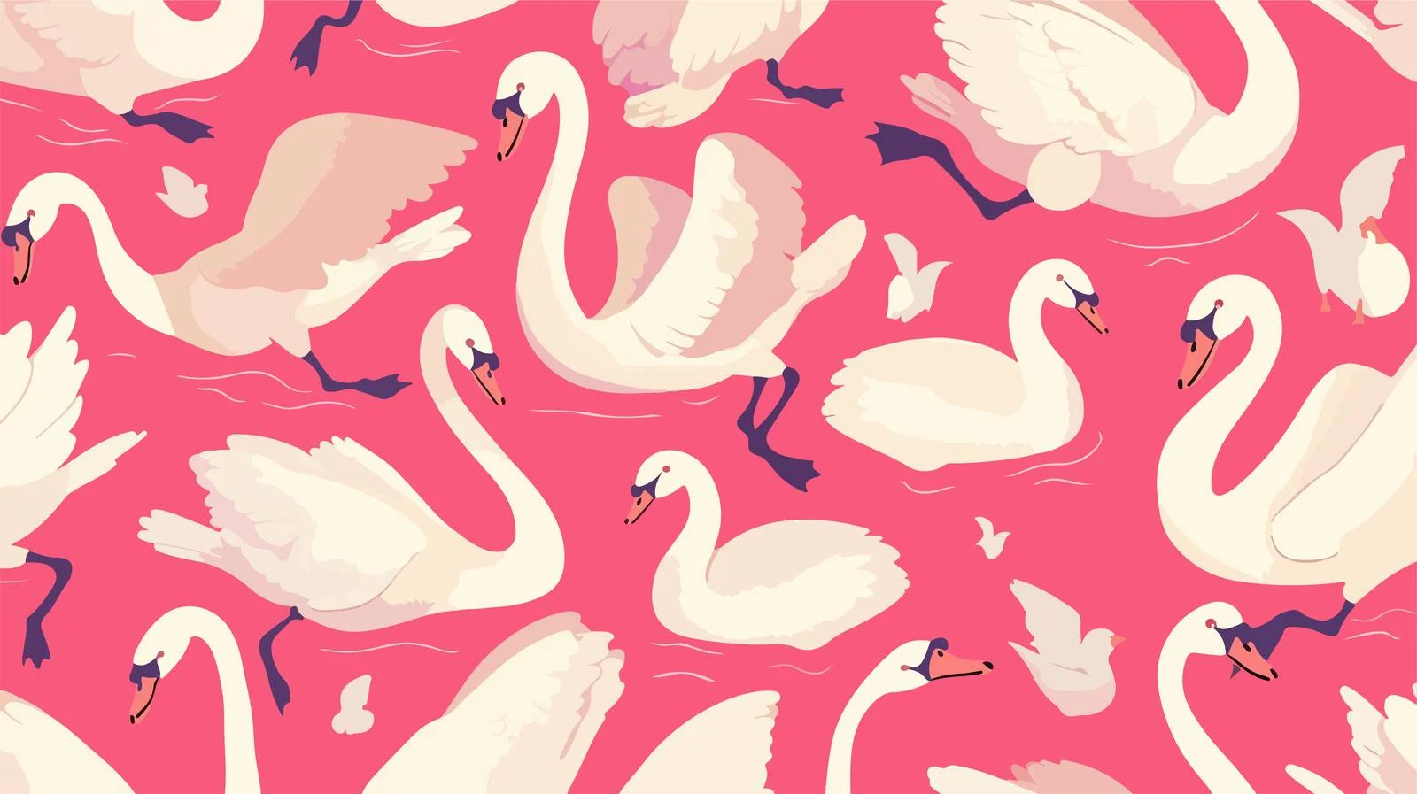 Graceful Swans in Romantic Pattern — free download from Dotvec