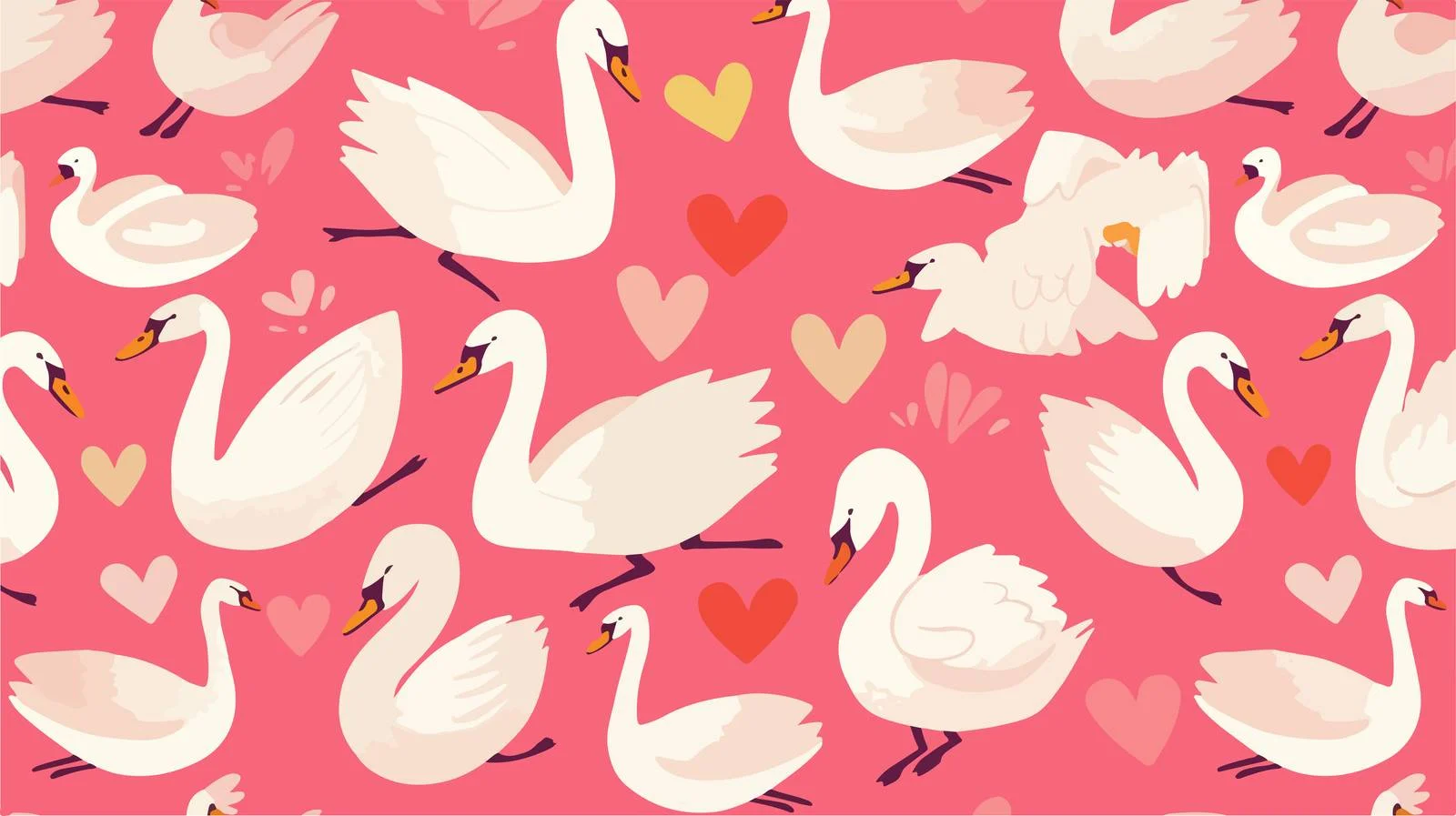 Elegant White Swan Couples Seamless Pattern — free download from Dotvec