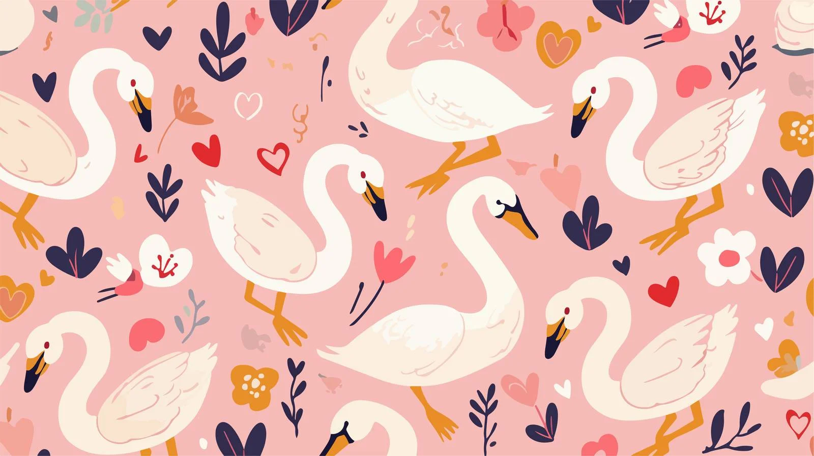 Elegant White Swans Couples Seamless Pattern — free download from Dotvec