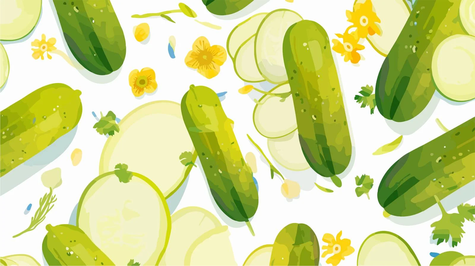 Fresh Ripe Cucumber Seamless Pattern Design — free download from Dotvec