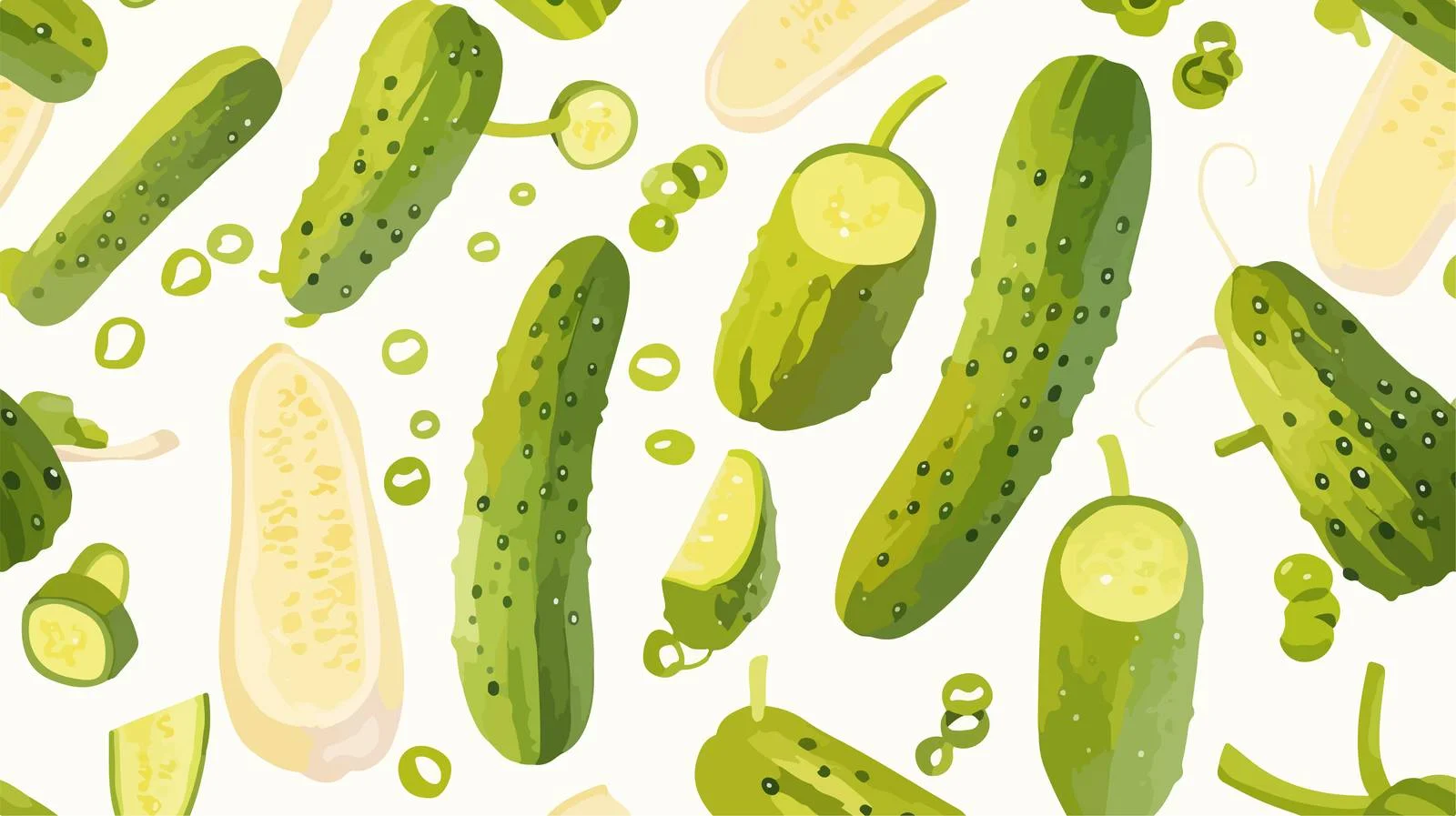 Fresh Ripe Cucumber Seamless Pattern Design — free download from Dotvec
