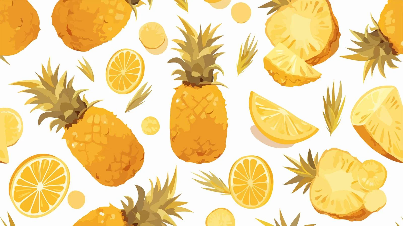 Pineapple Whole and Sliced Pattern on White — free download from Dotvec