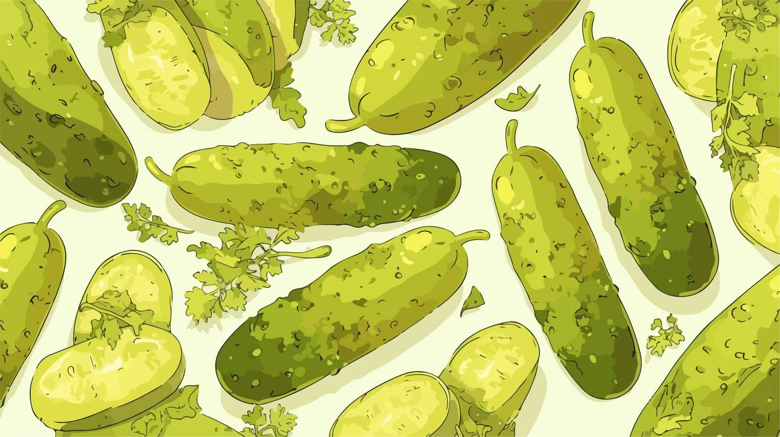 Fresh Cucumber Slices Seamless Pattern — free download from Dotvec