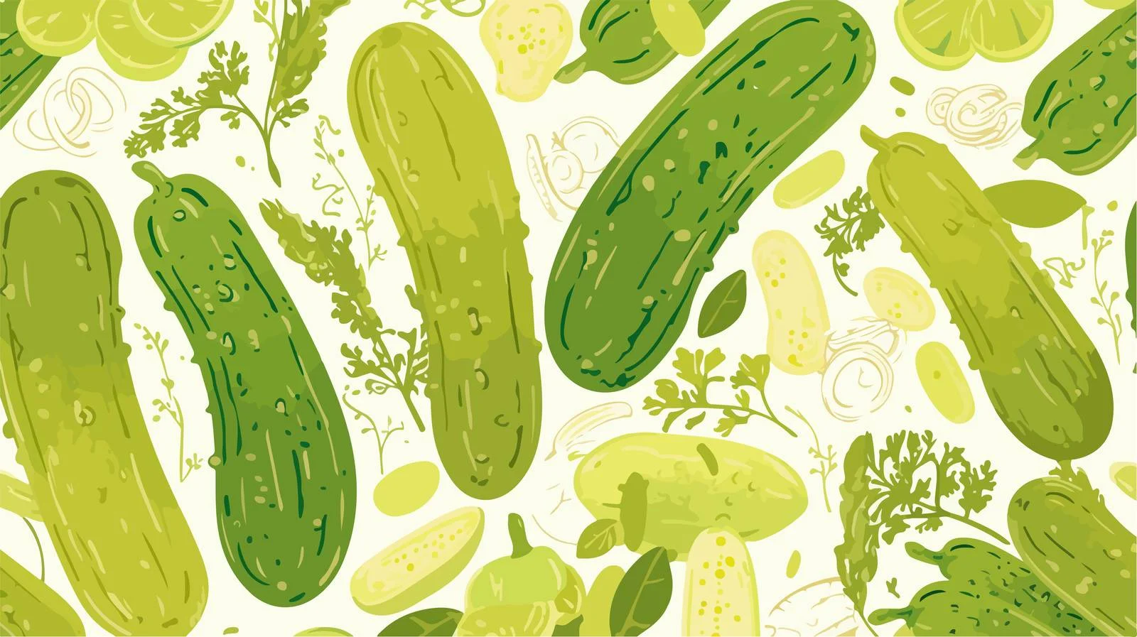 Fresh Cucumber Slices Seamless Pattern Design — free download from Dotvec