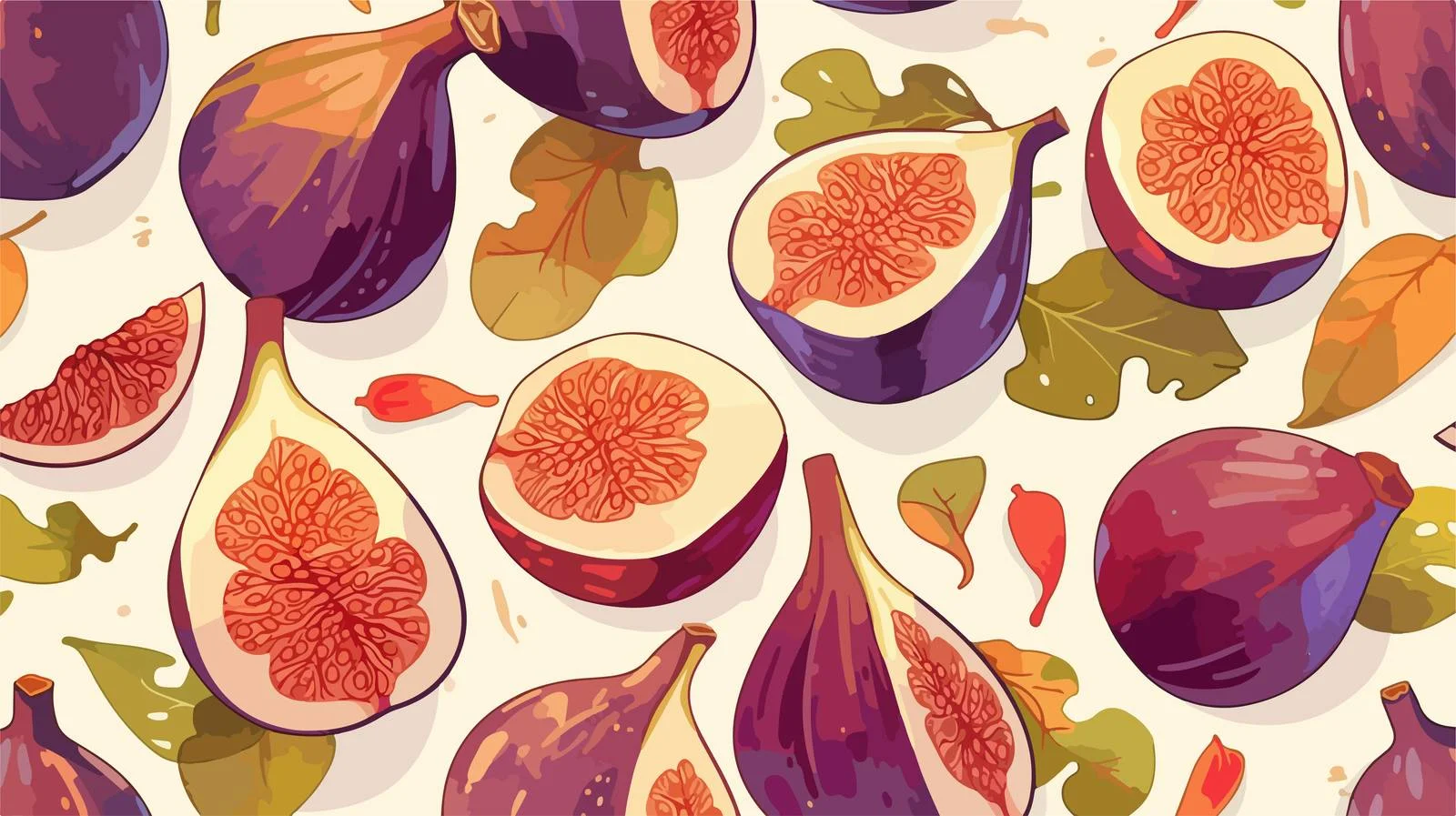 Fig Fruits Seamless Pattern Slice Whole — free download from Dotvec
