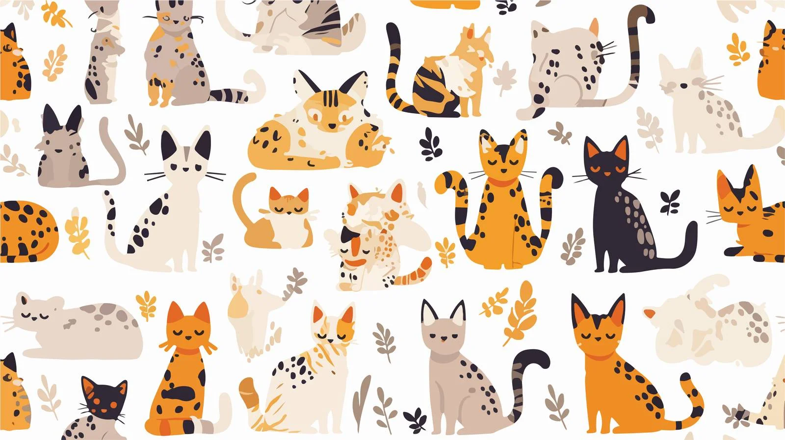 Wild Cats Seamless Pattern on White — free download from Dotvec