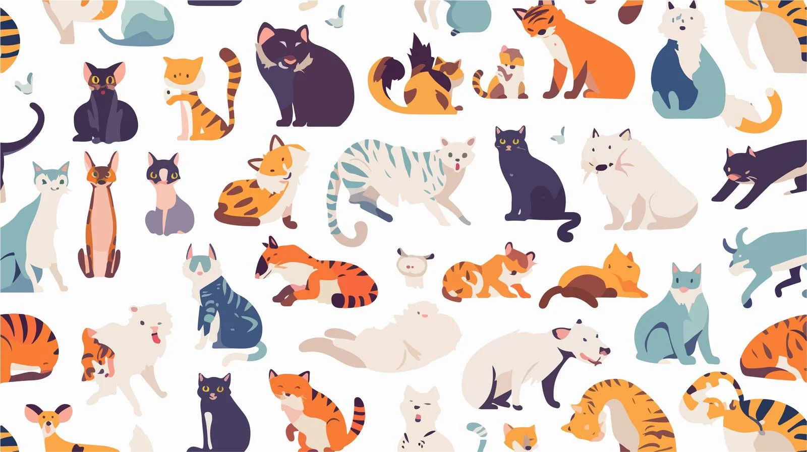 Wild Cats Seamless Pattern on White — free download from Dotvec