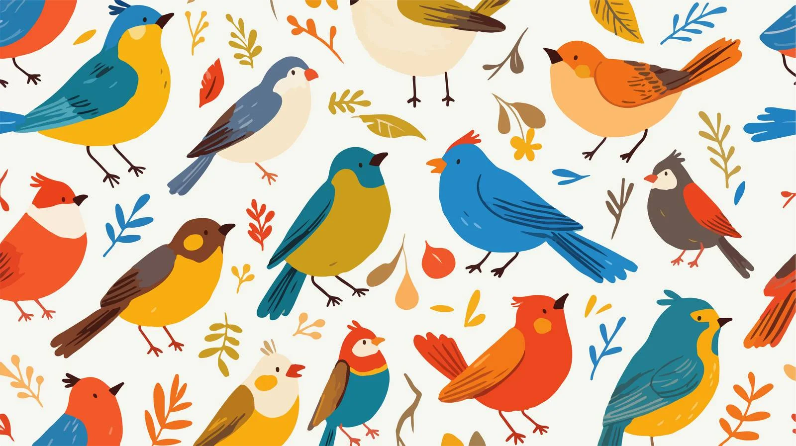 Birds of the Wild Forest Pattern — free download from Dotvec