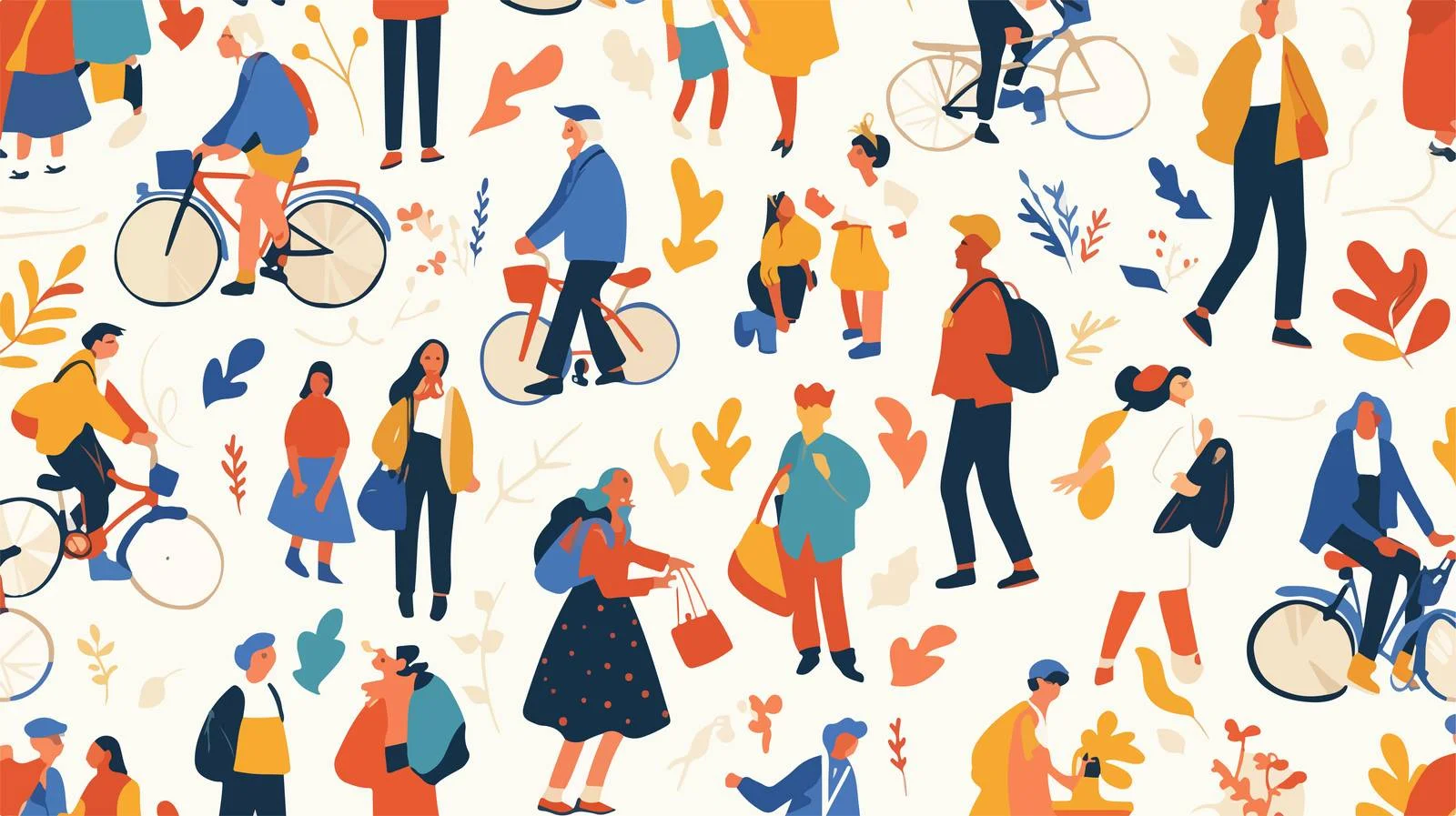 Diverse generations walking together seamless pattern — free download from Dotvec