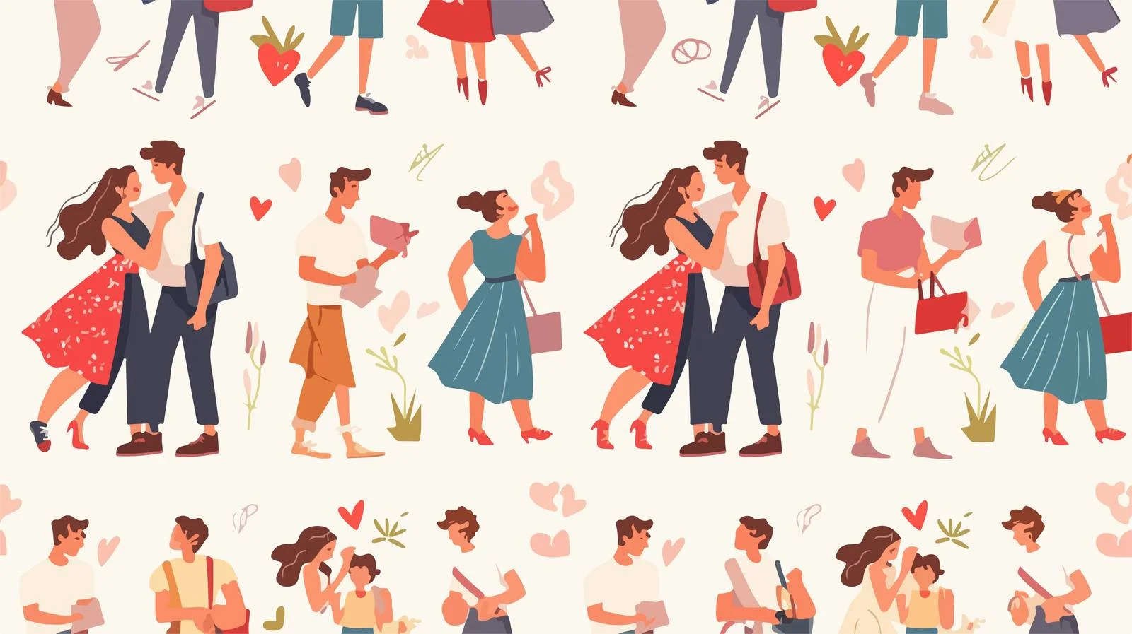 Romantic Couples Seamless Pattern Design — free download from Dotvec