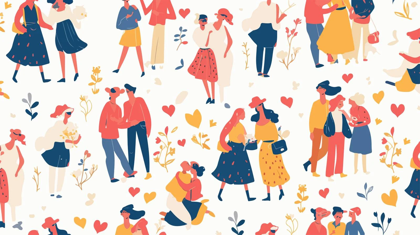 Romantic Couples Seamless Pattern Illustration — free download from Dotvec