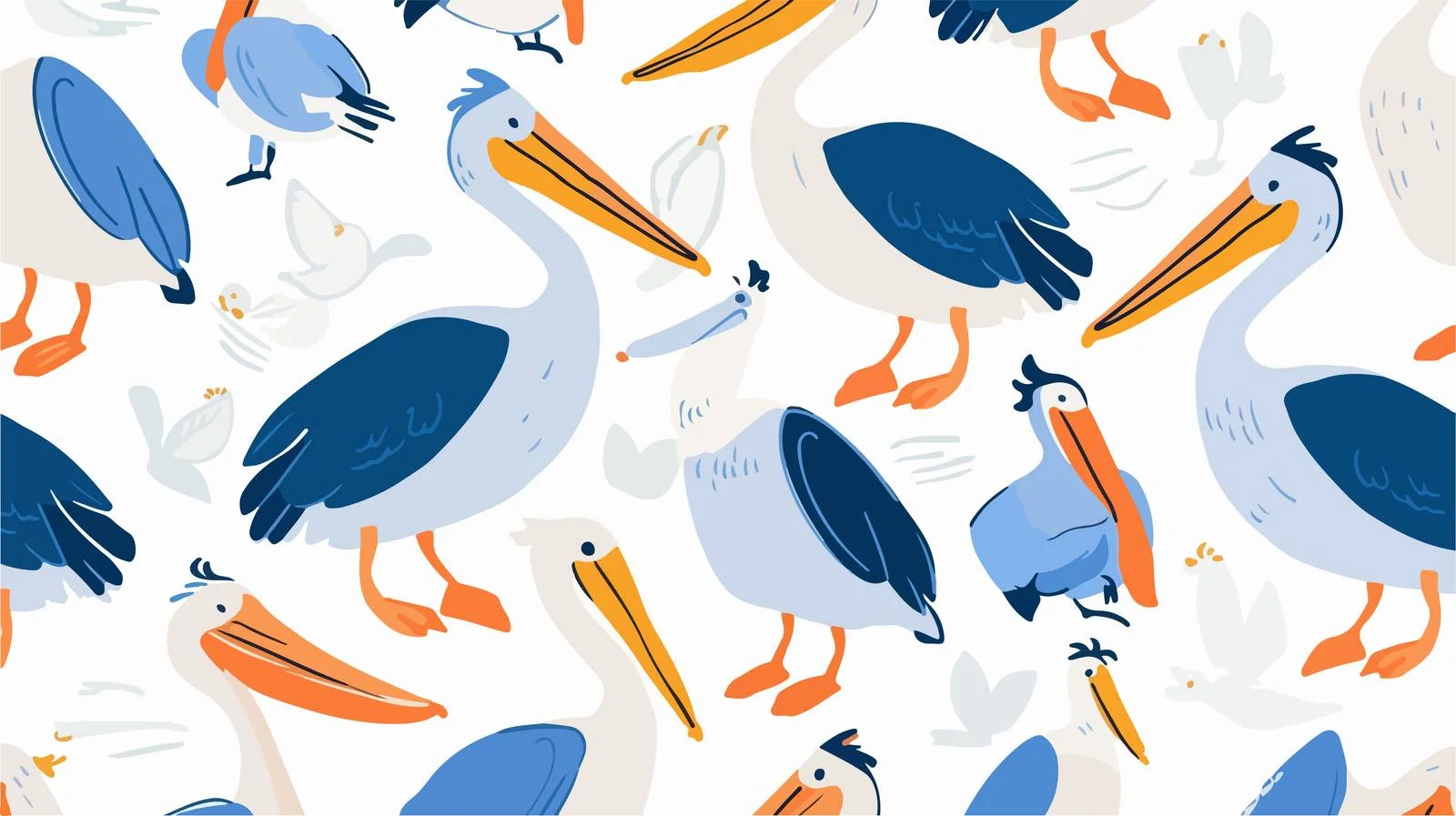 Cheerful pelicans seamless design — free download from Dotvec