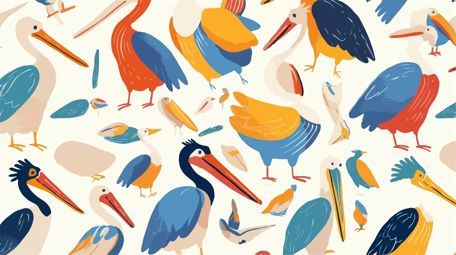 Whimsical Pelican Seamless Pattern Design — free download from Dotvec