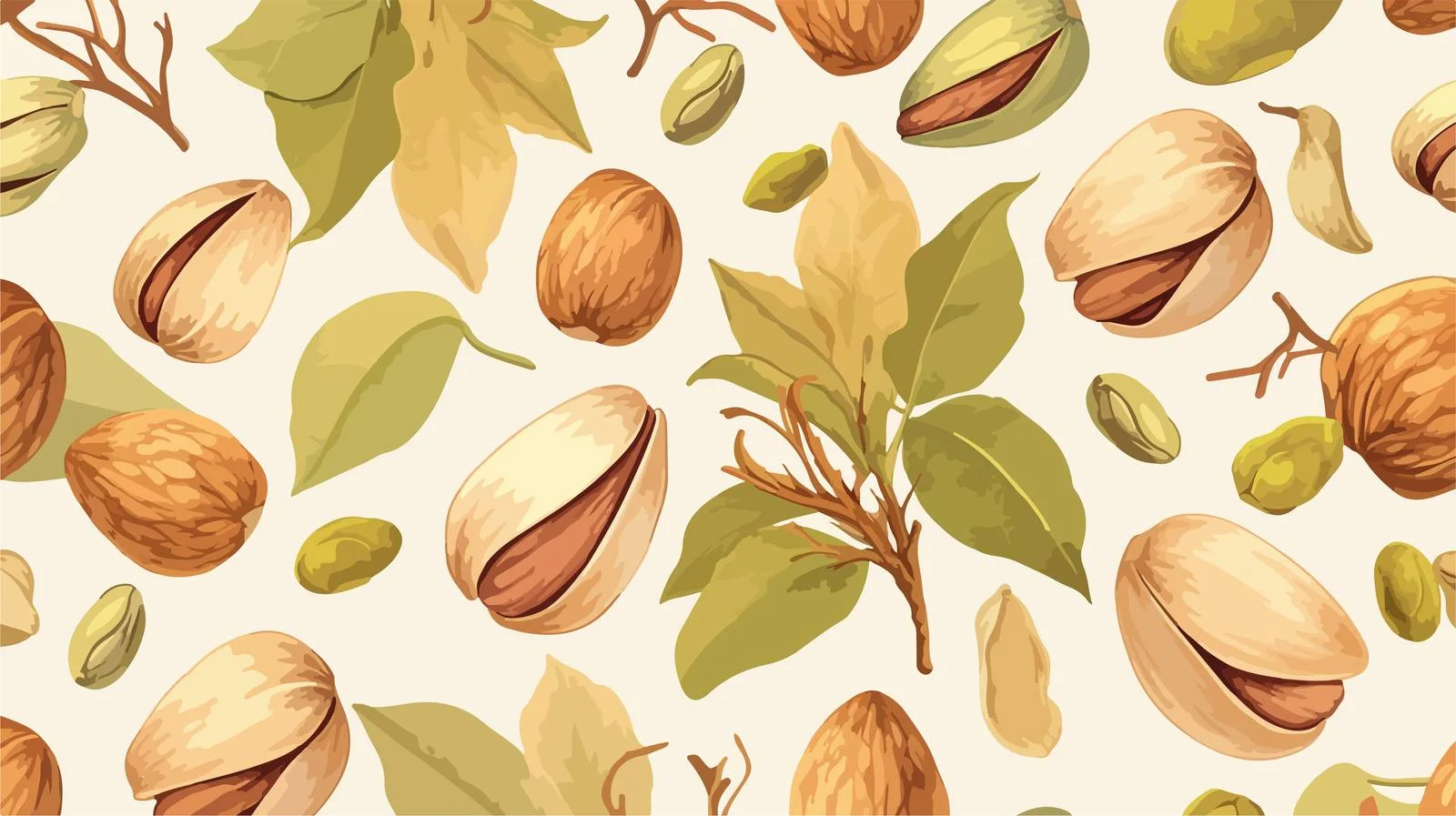 Elegant Pistachio Pattern with Branches — free download from Dotvec