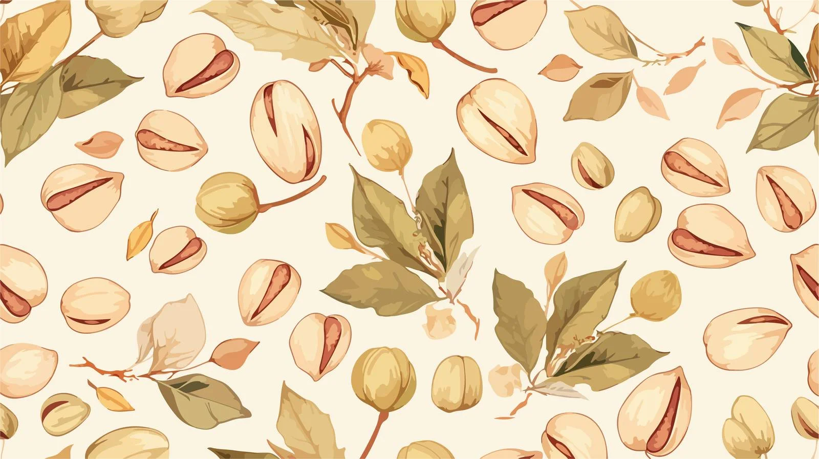 Elegant Pistachio Shell Branches Seamless Pattern — free download from Dotvec
