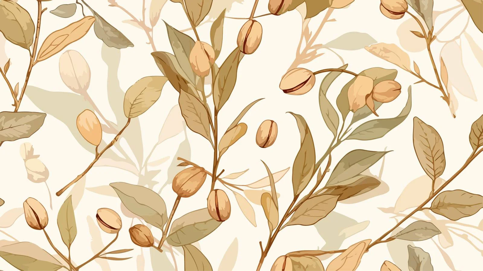 Pistachio Nut Branches Seamless Pattern — free download from Dotvec