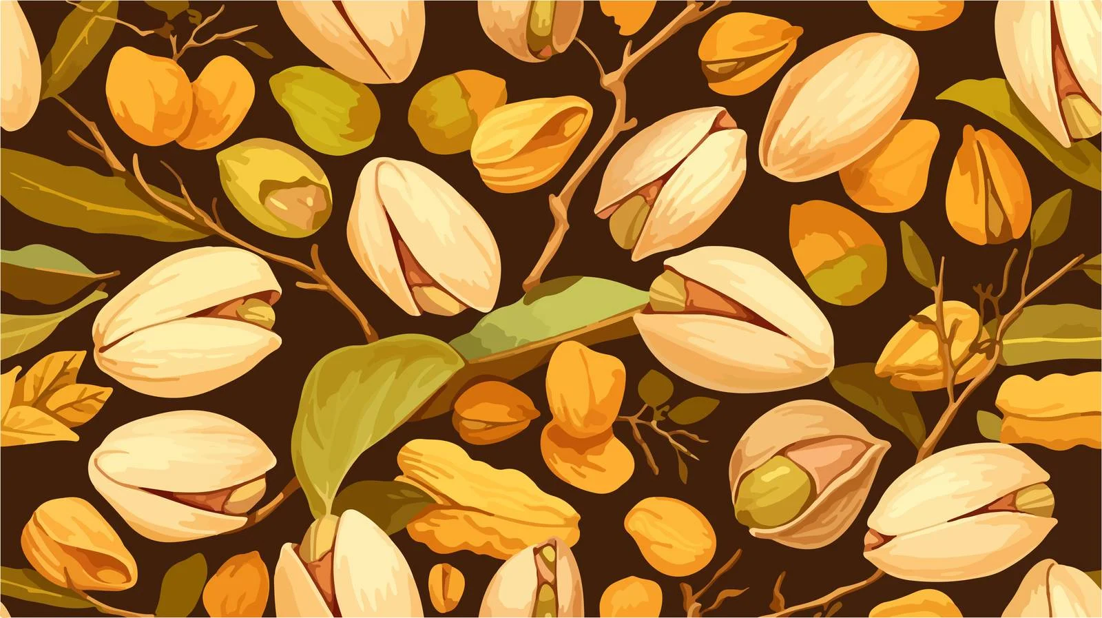 Elegant Pistachio Pattern with Shells and Branches — free download from Dotvec