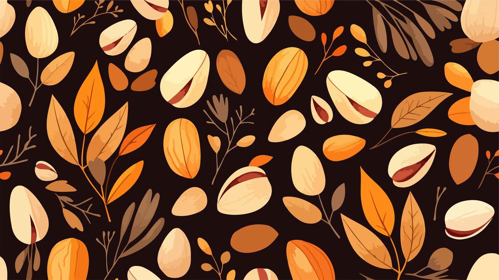 Elegant Pistachio Shell Pattern with Branches — free download from Dotvec