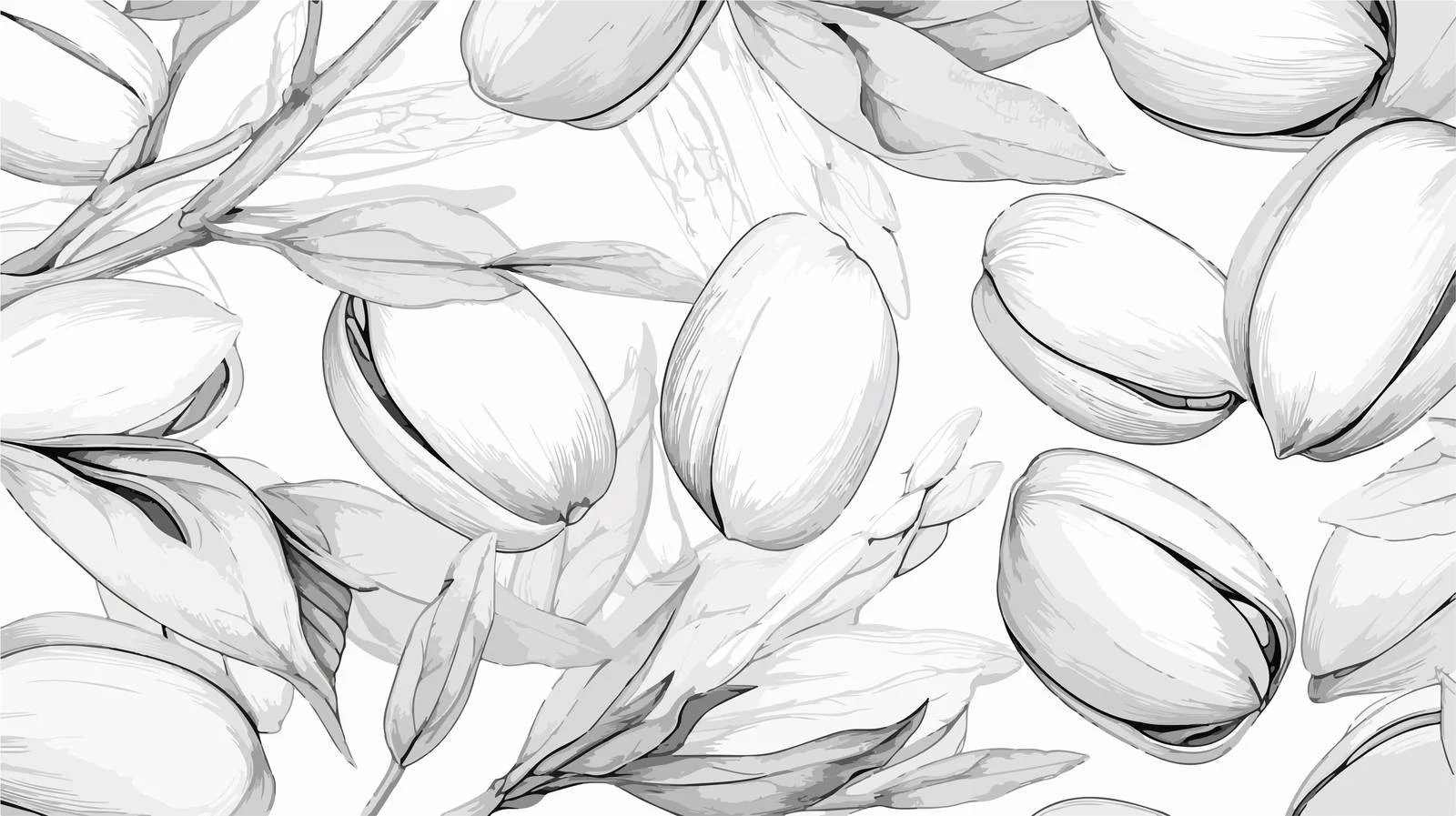 Elegant Pistachio Shell Pattern with Branches — free download from Dotvec