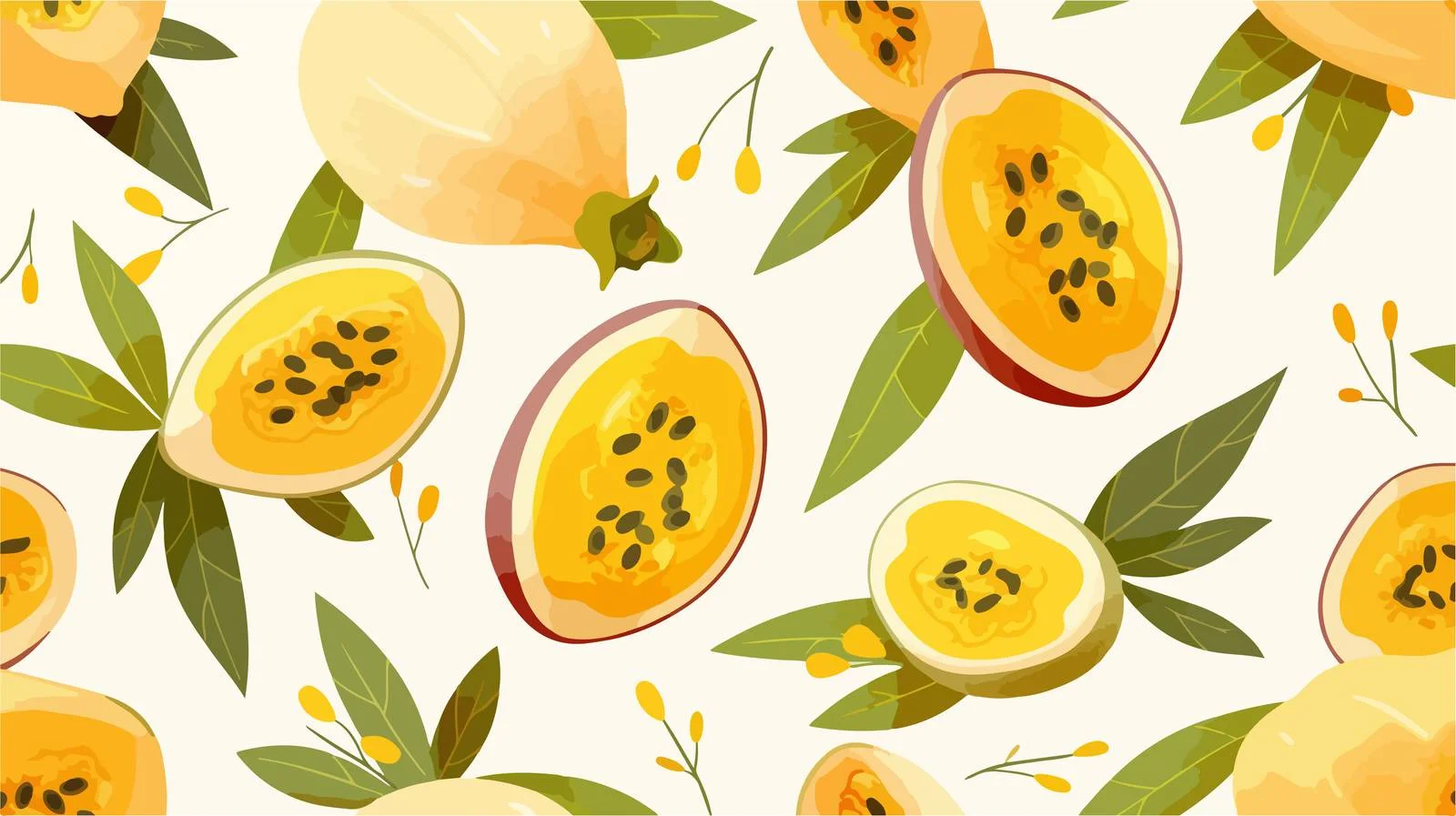 Exotic Passion Fruit Seamless Tropical Design — free download from Dotvec