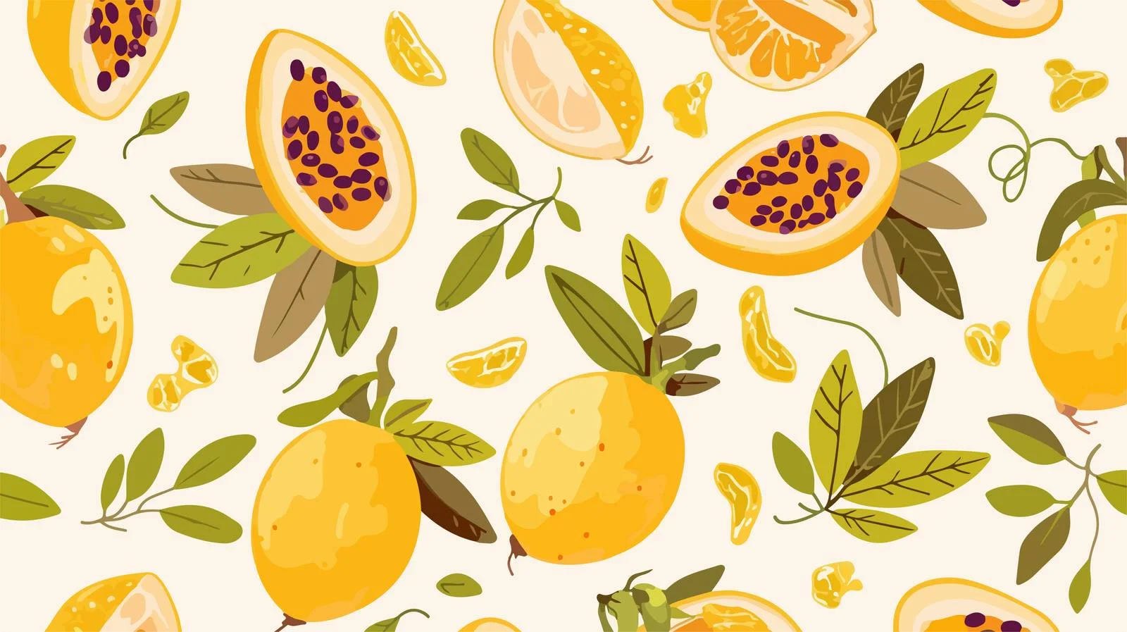 Exotic Passion Fruit Tropical Pattern Design – free passion fruit image from Dotvec