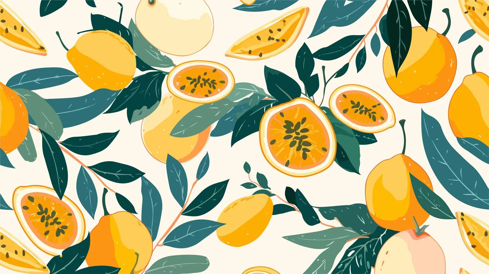 Exotic Passion Fruit Tropical Pattern – free passion fruit image from Dotvec