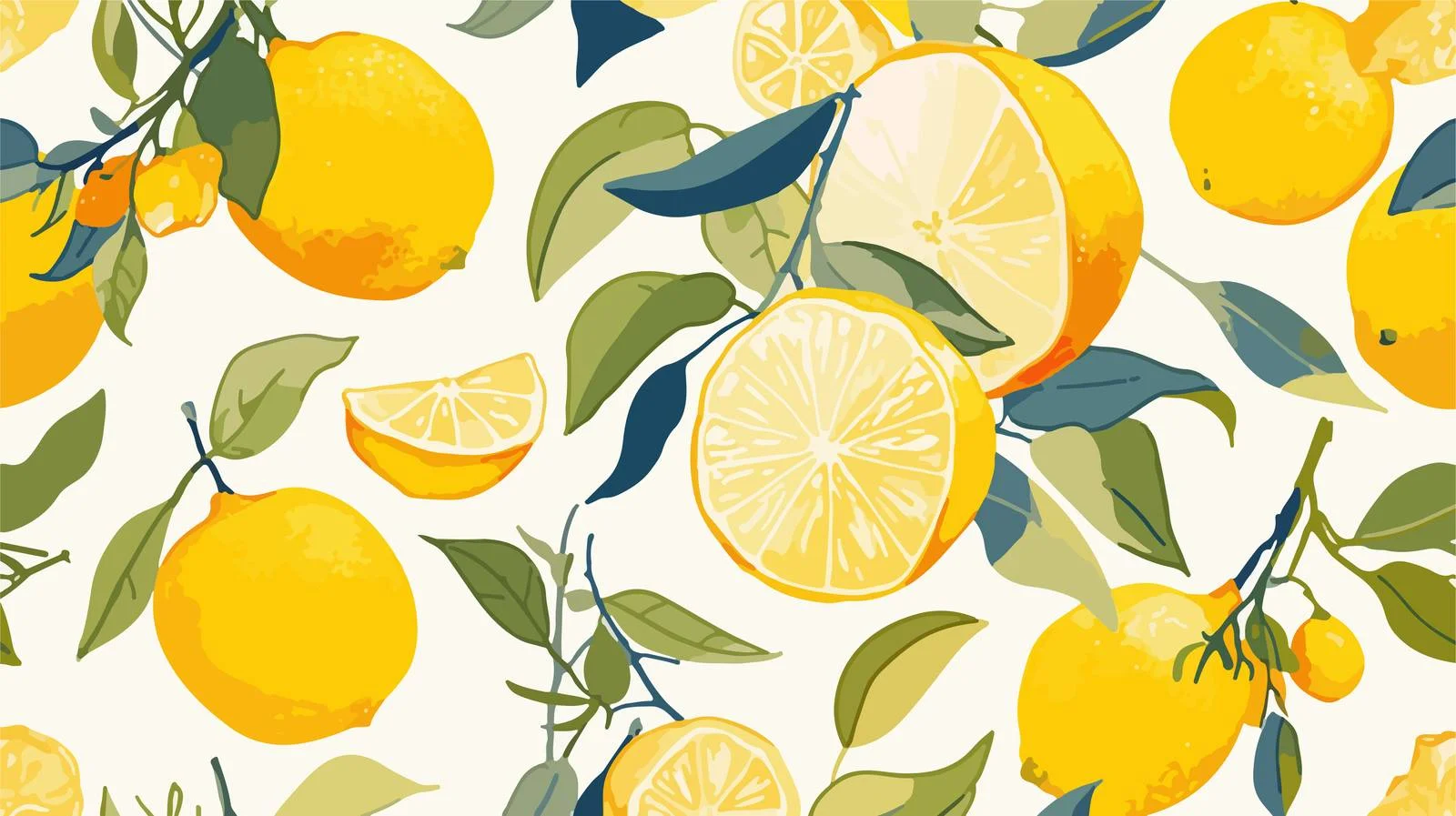 Exotic Yuzu and Leaves Tropical Design — free download from Dotvec